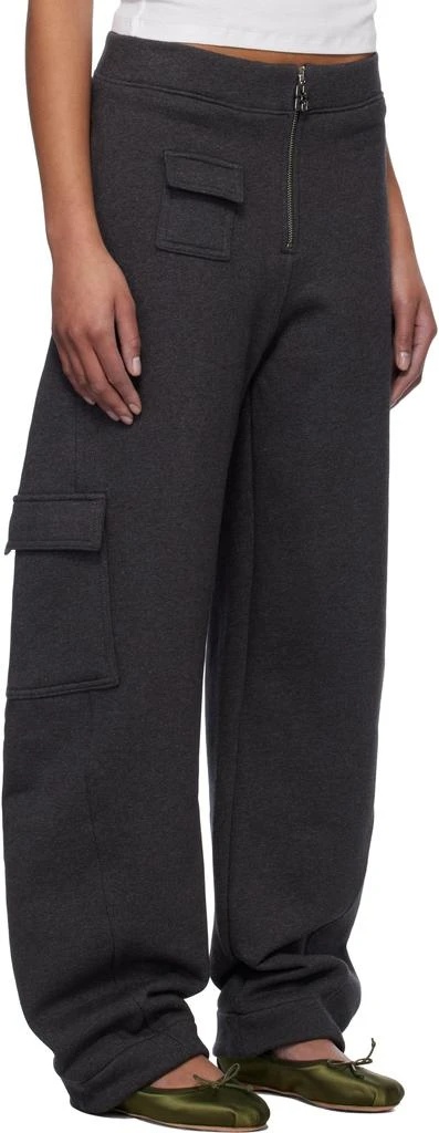 Ganni Gray Heavy Fleece Cargo Lounge Pants In Black