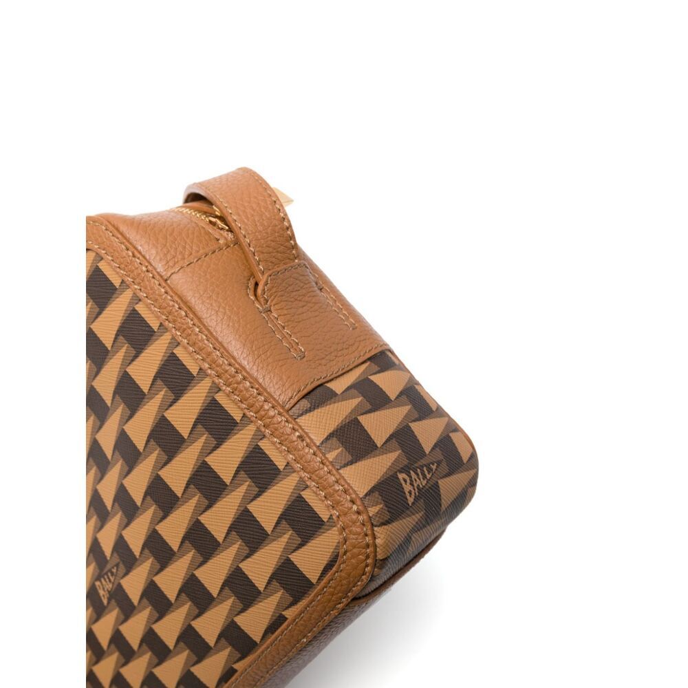 Shop Bally Logo Zipper Satchel In Brown