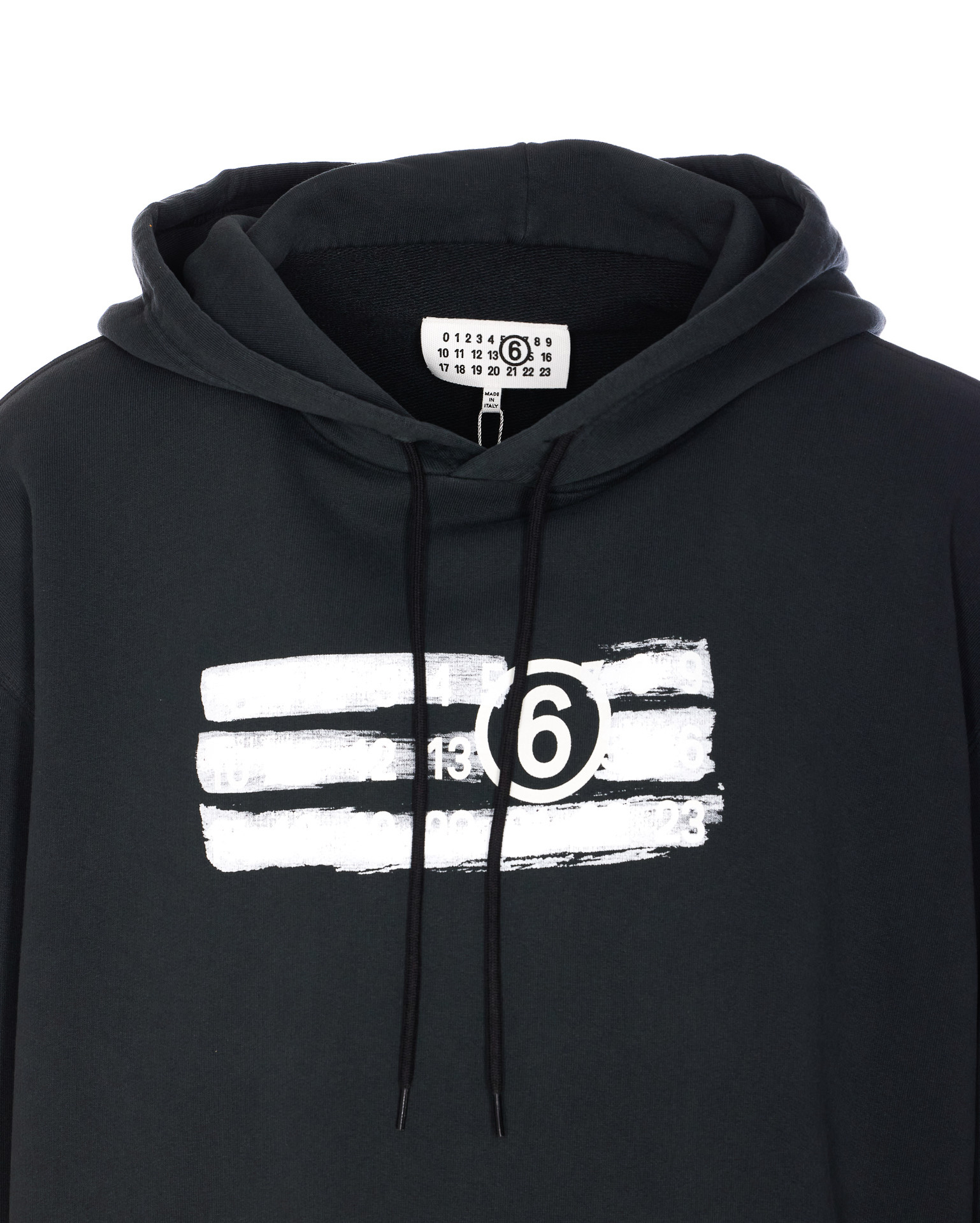 Mm6 Maison Margiela Drawstring Hood Kangaroo Pocket Ribbed Cuffs In Black