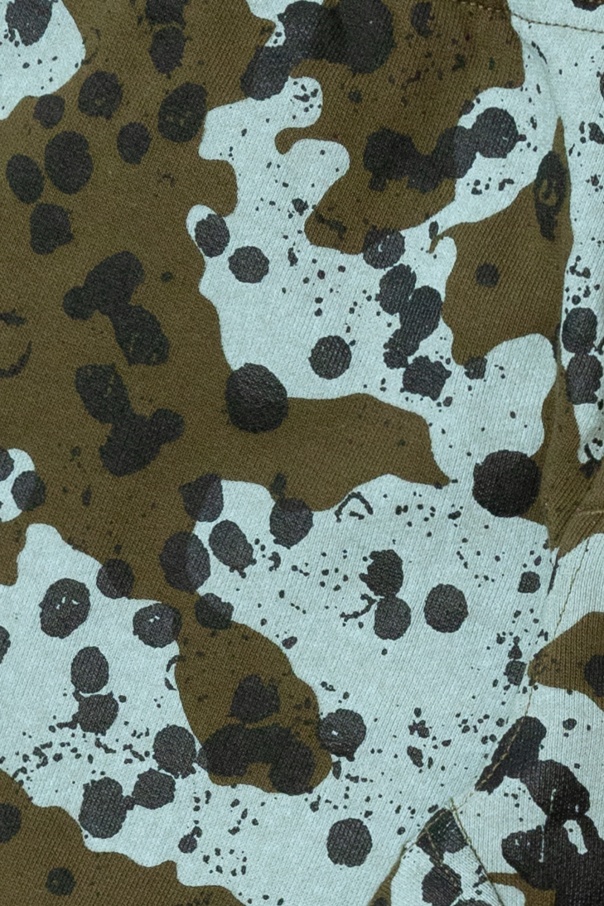 Stone Island Paint-splatter Cotton Track Pants In Green