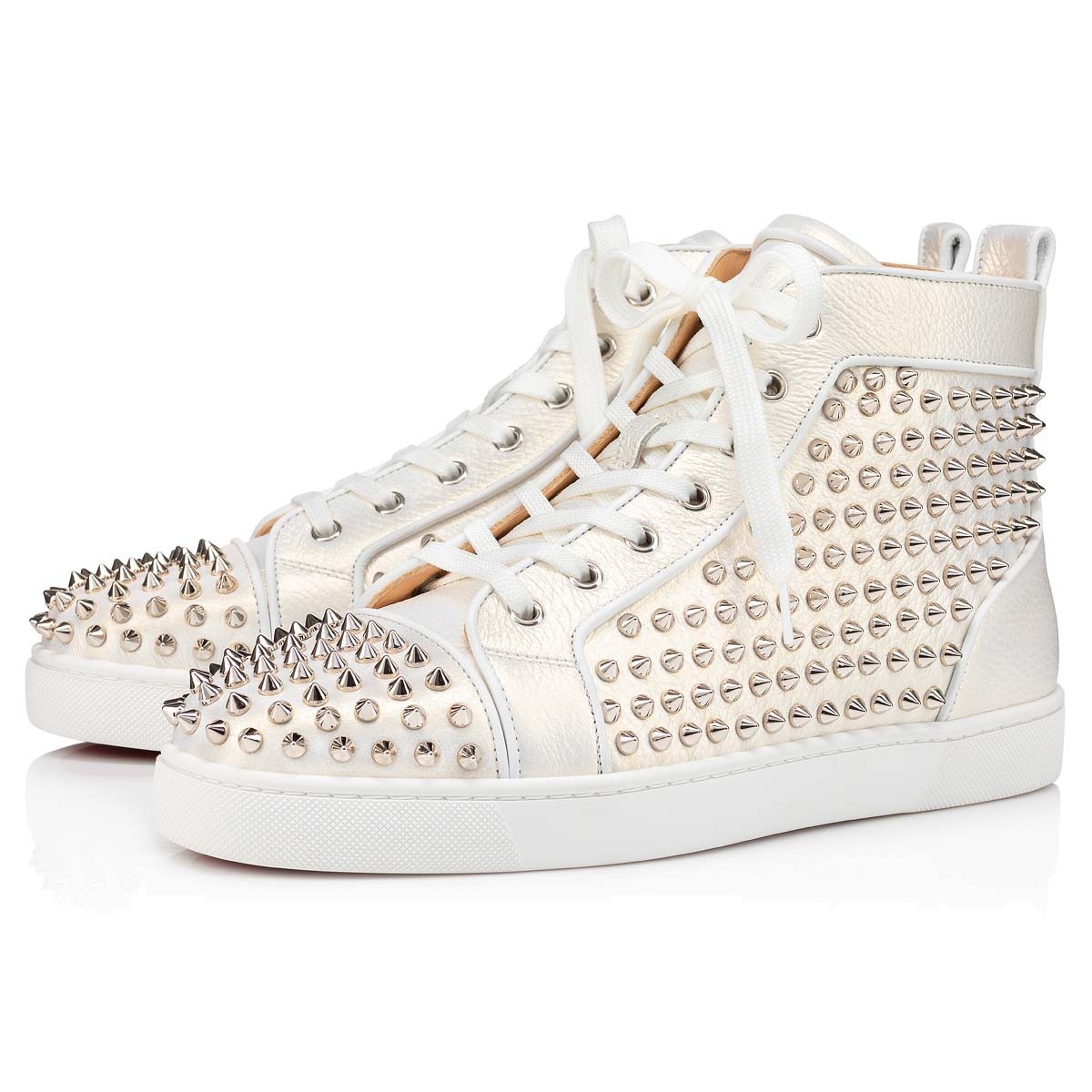Christian Louboutin High-top Sports Shoes With Riveted Logo In White