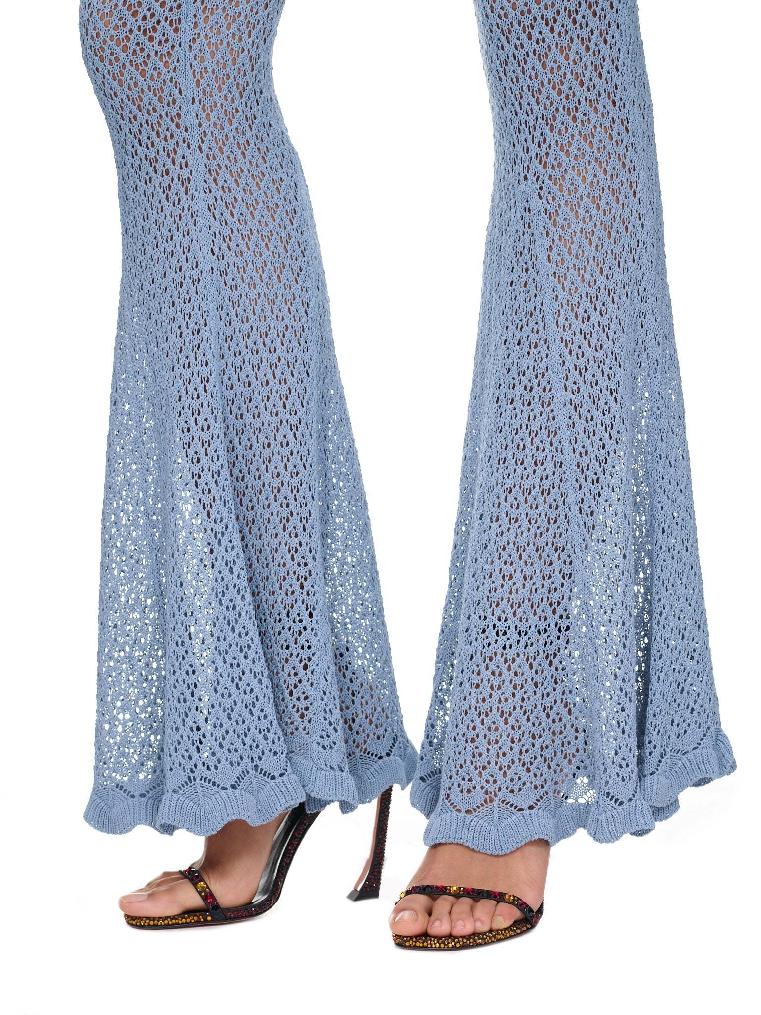 Blumarine Crochet Flared Trousers In Blue