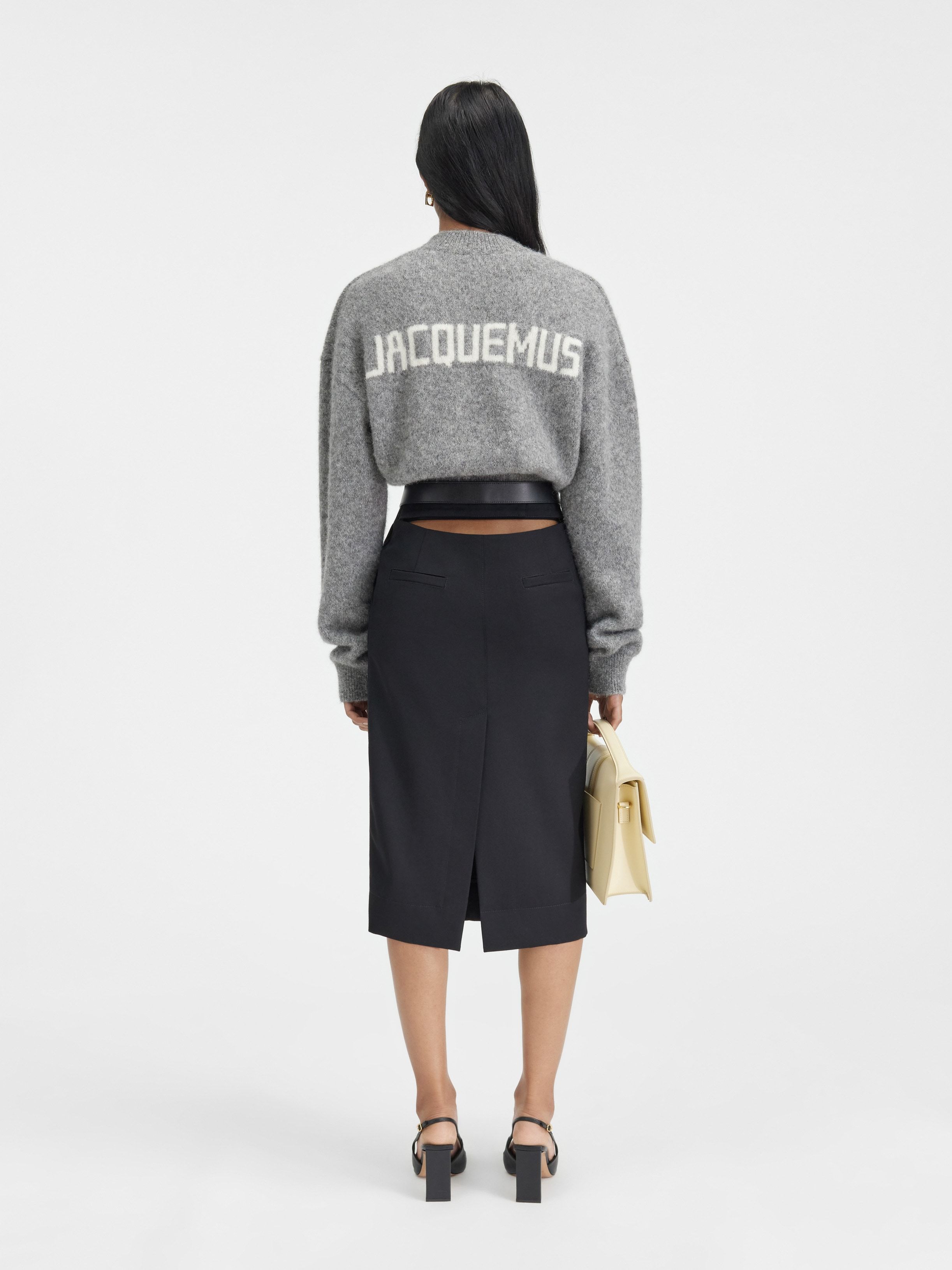 Jacquemus Logo Intarsia Knit Jumper In Gray