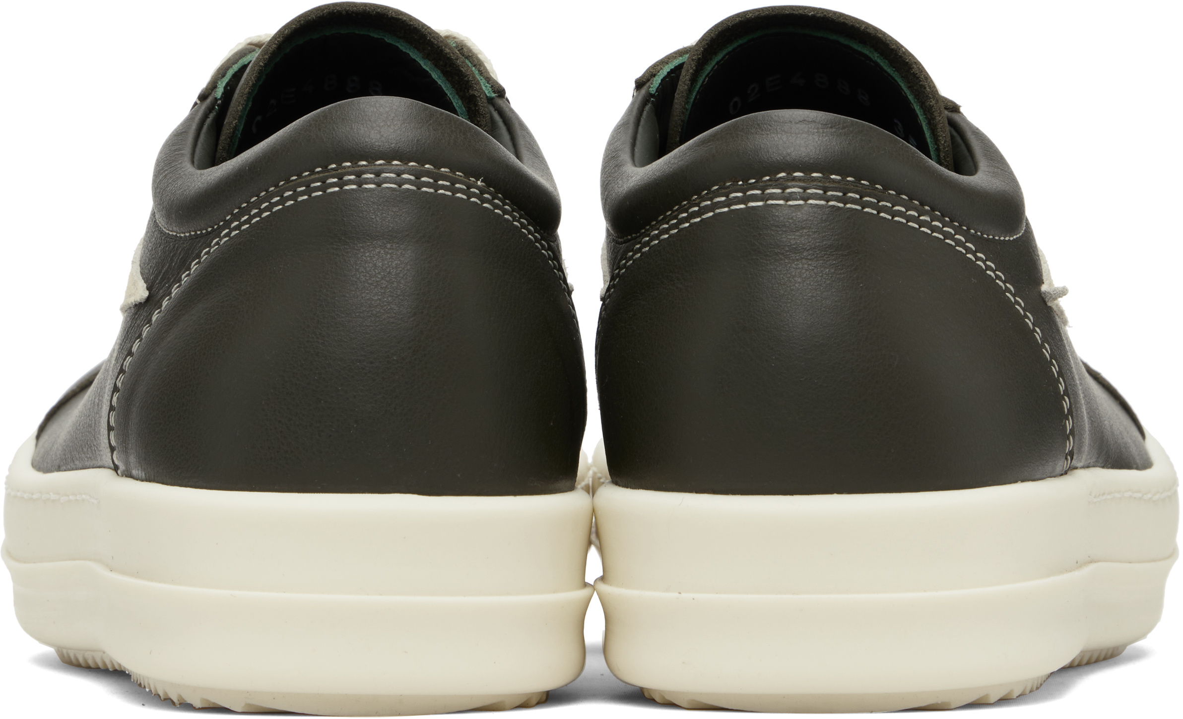 Rick Owens Women Black Low Top Sneakers With Contrasting Stitching In Leather Woman In Brown