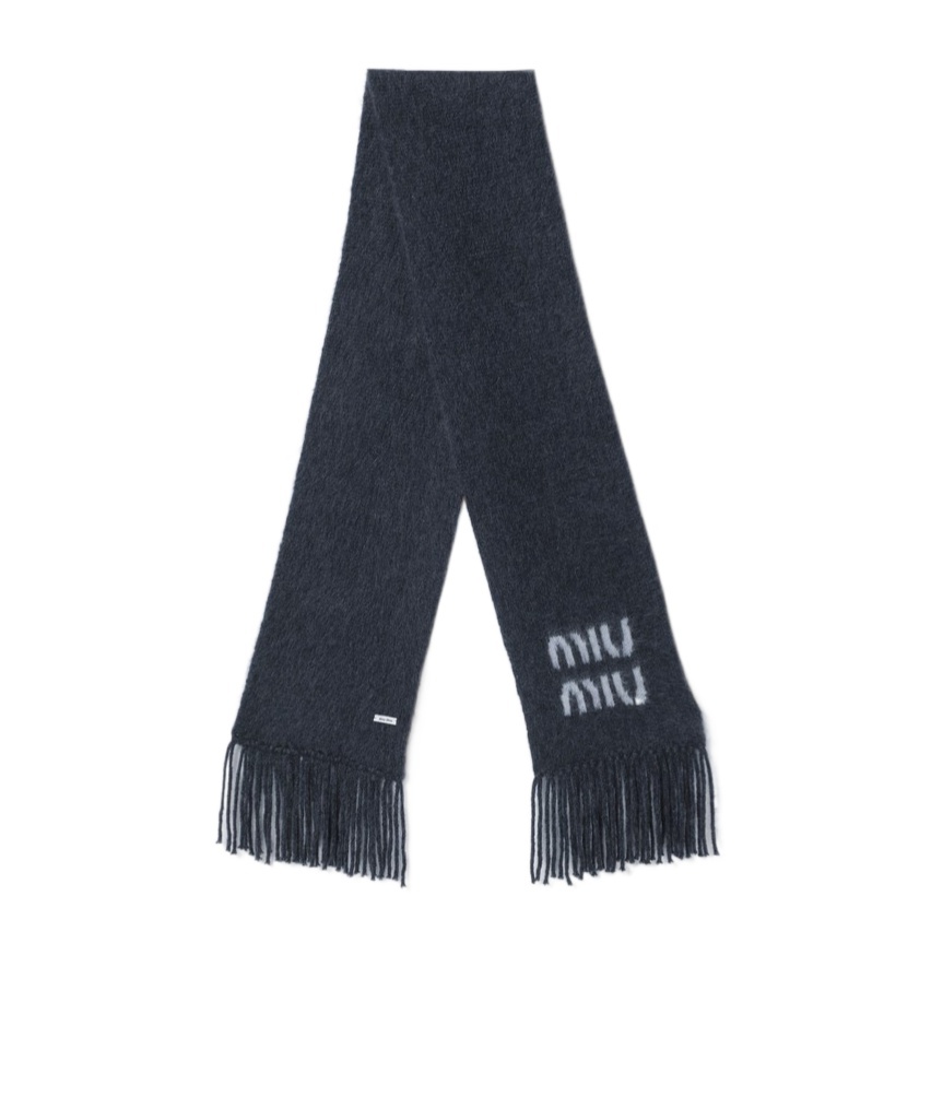 Miu Miu Logo Scarf In Black