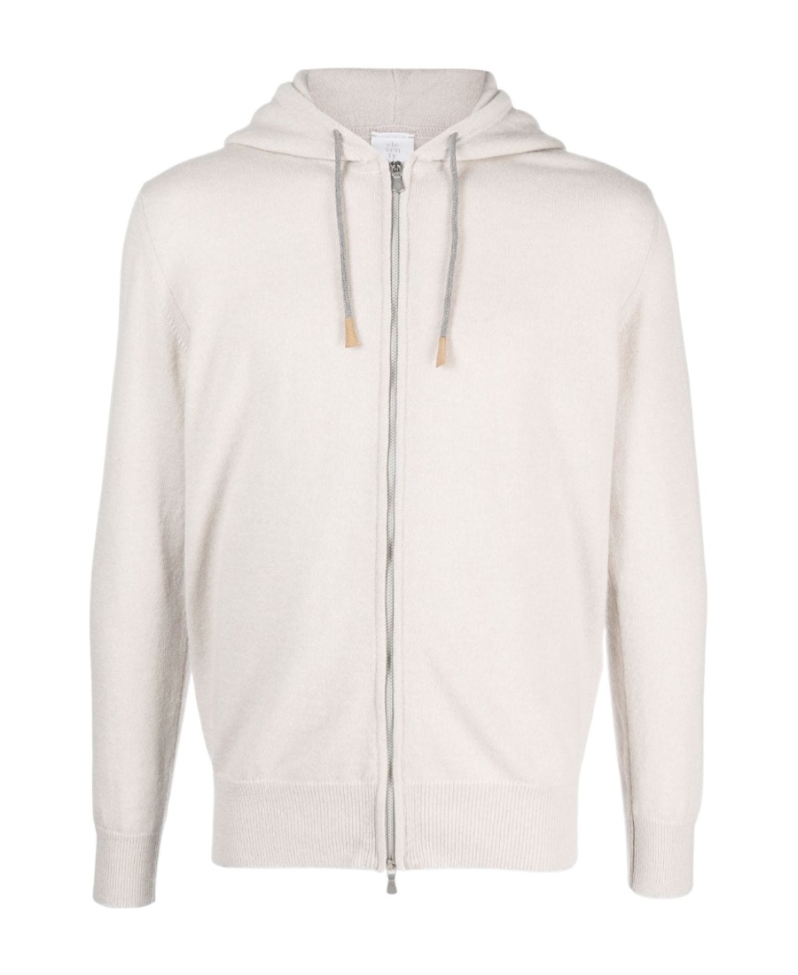 Eleventy Hooded Cashmere Cardigan In White