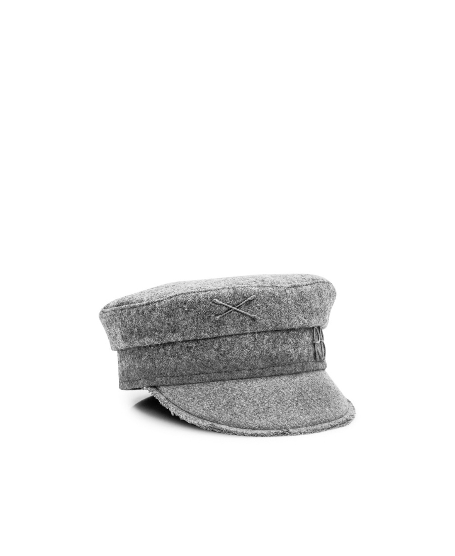 Ruslan Baginskiy Structured Grey Baker Boy Hat With Embellished Emblem In Gray