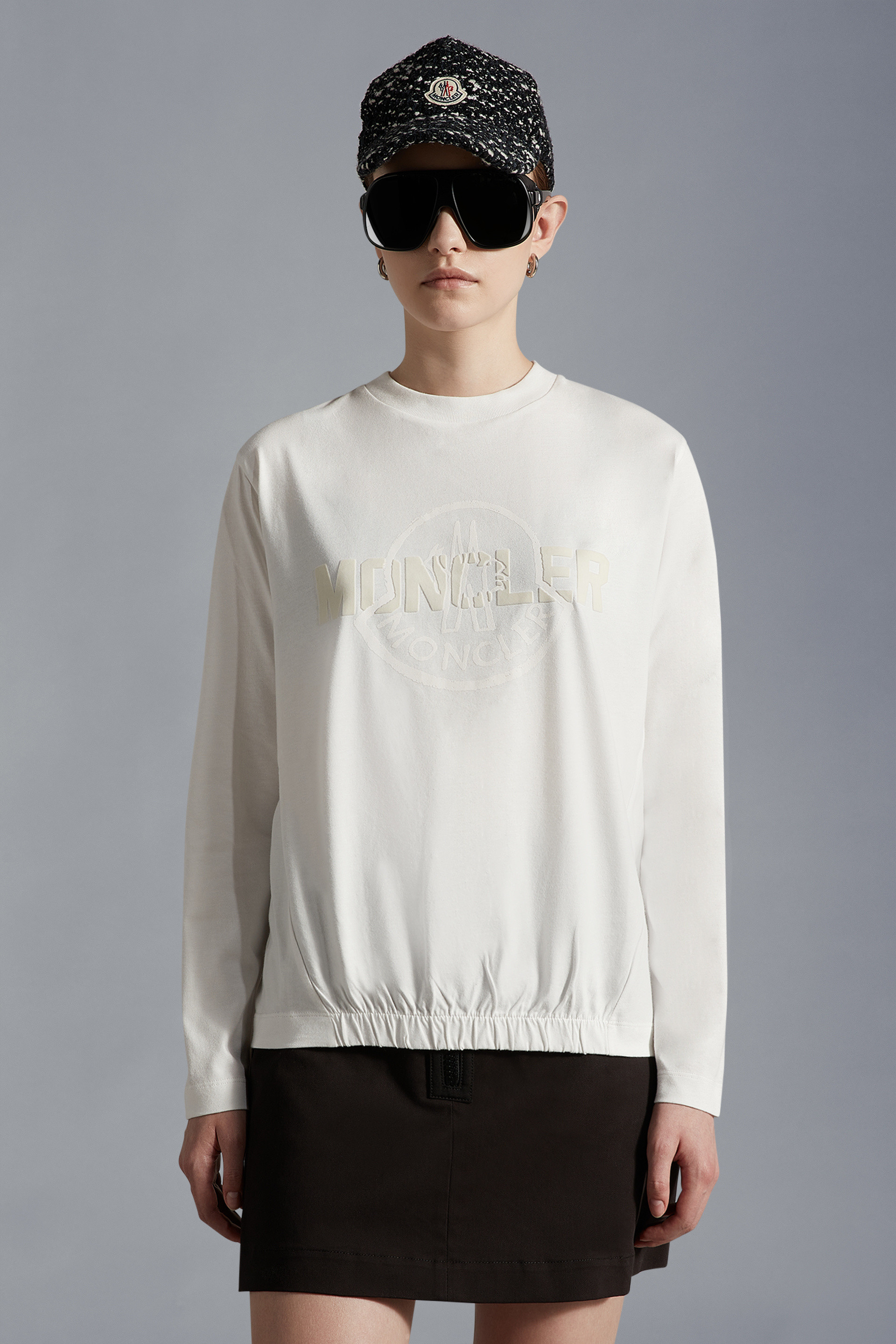Moncler Double Logo-print Jersey Top In White