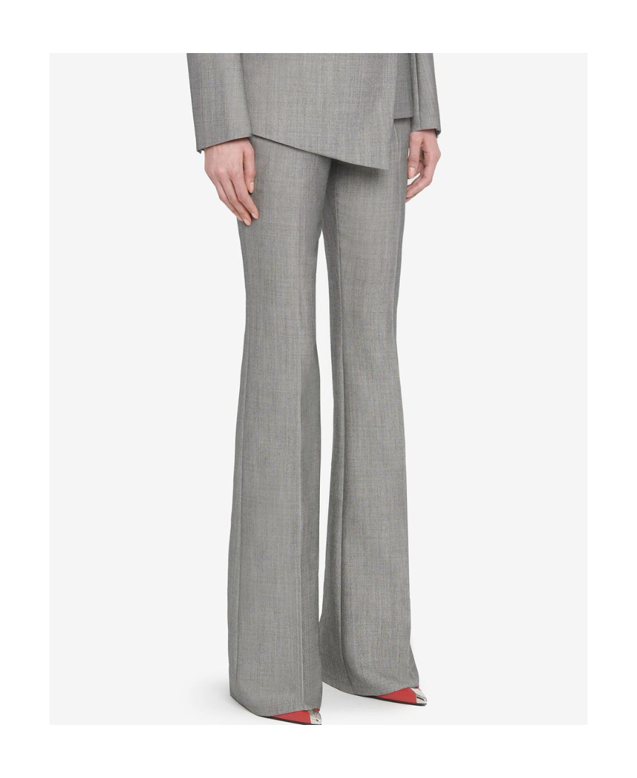 Alexander Mcqueen Wool-mohair Bootcut Trousers In Gray