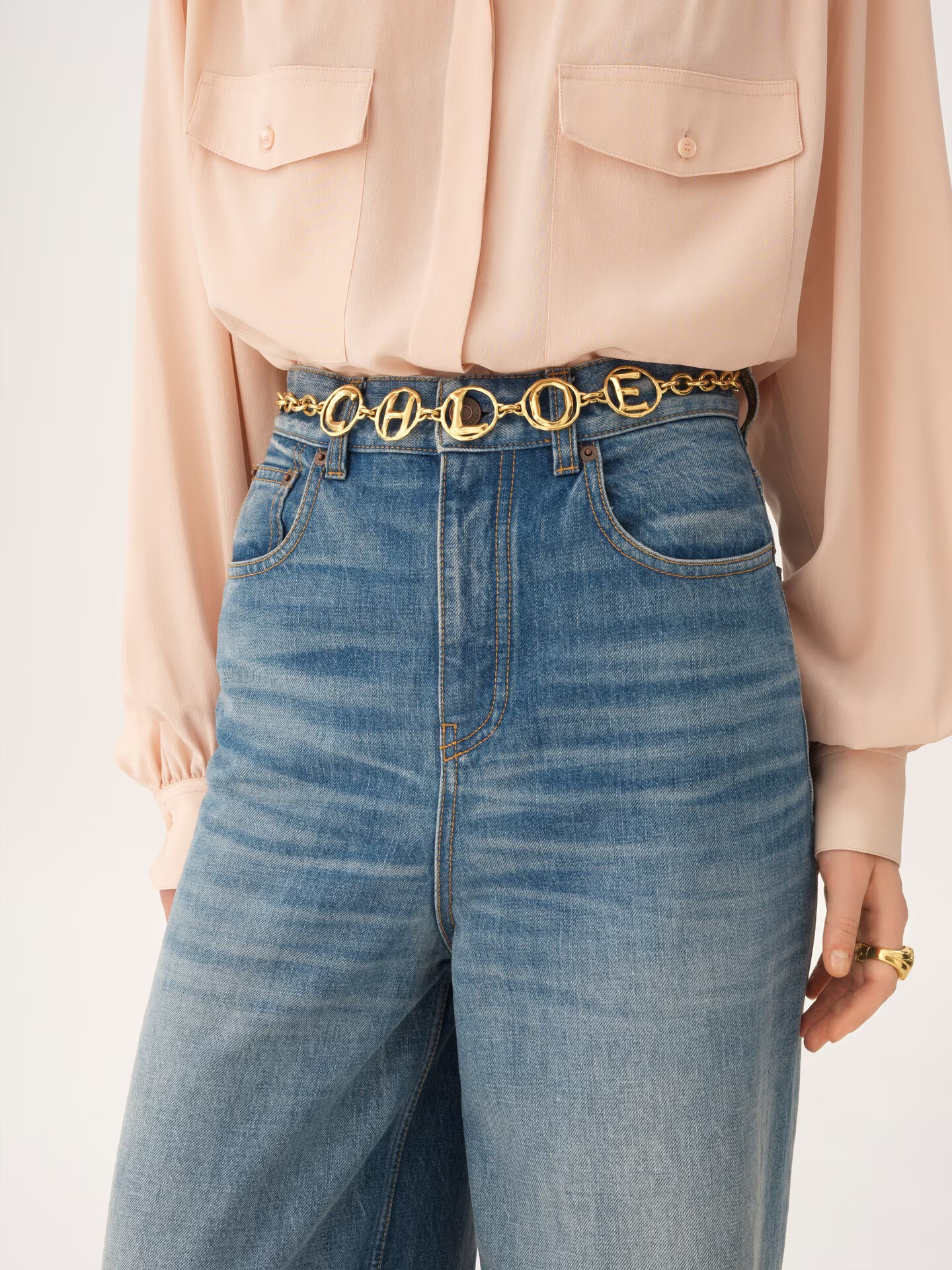 Chloé Golden Chloe Script Jewel Belt In Gold