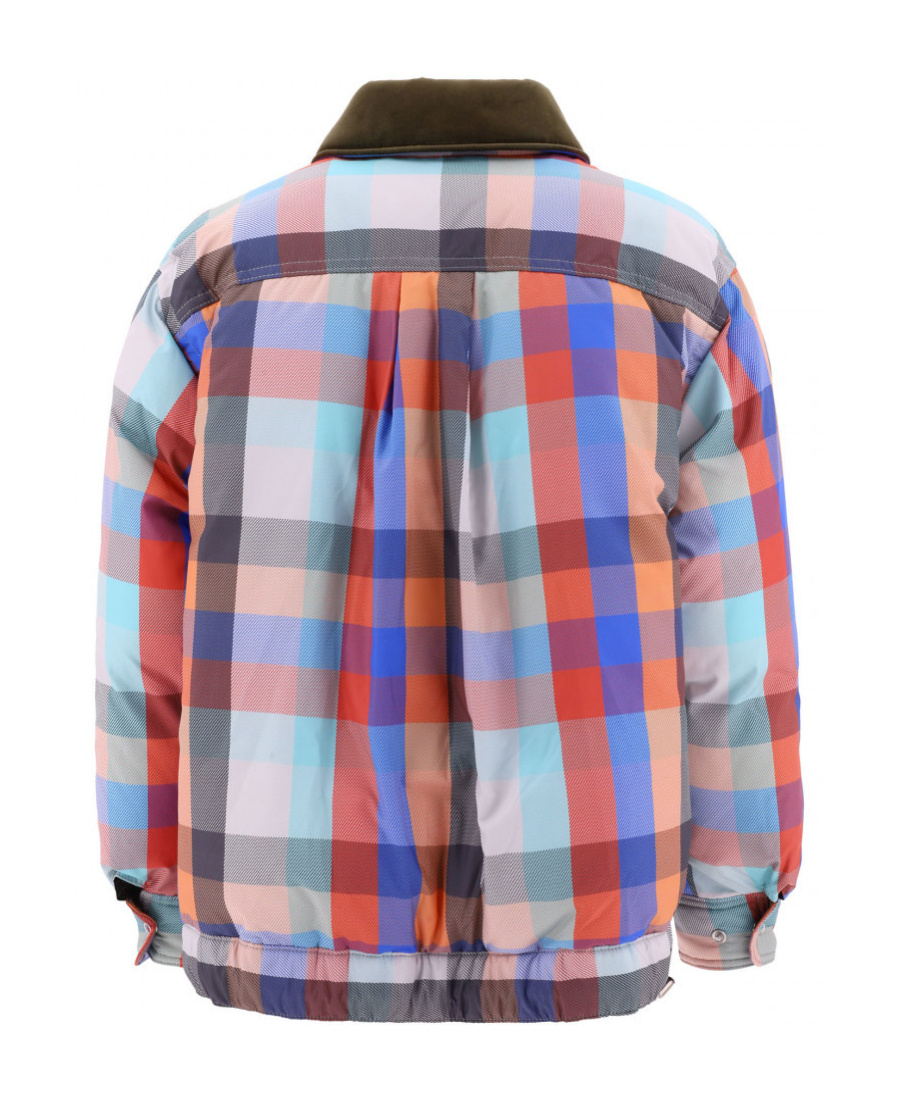 Sacai Check-pattern Zip-up Bomber Jacket In Multicolor