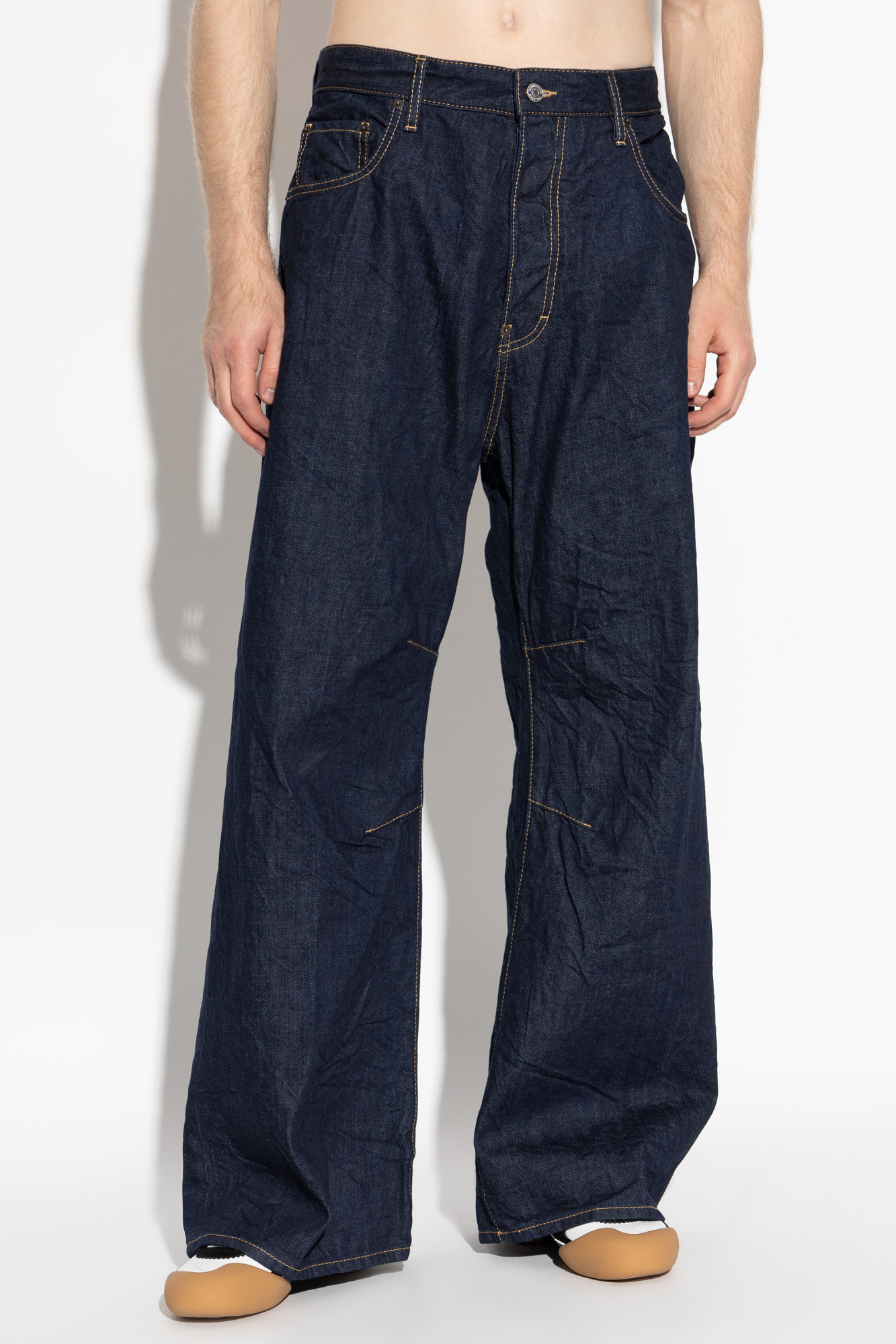 Dsquared2 Five Pocket Stretch Denim Trousers With Localized Wear Washing