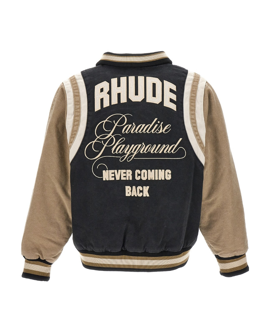 Rhude Logo-embroidered Canvas Bomber Jacket In Black