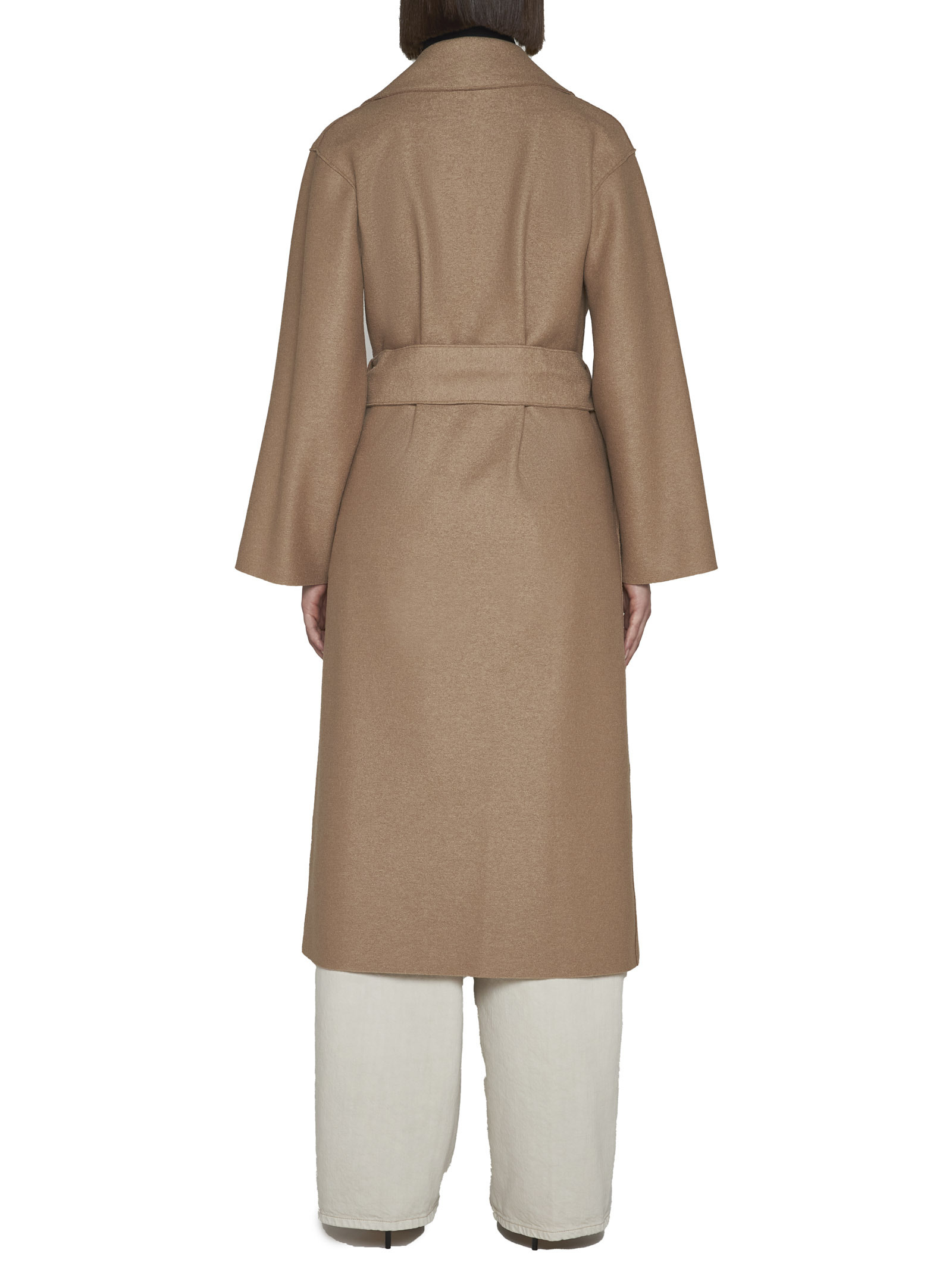 HARRIS WHARF LONDON BELTED WOOL LONG COAT