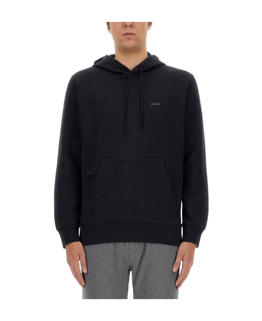 Shop Hugo Boss Soody Logo Hooded Sweater In Black