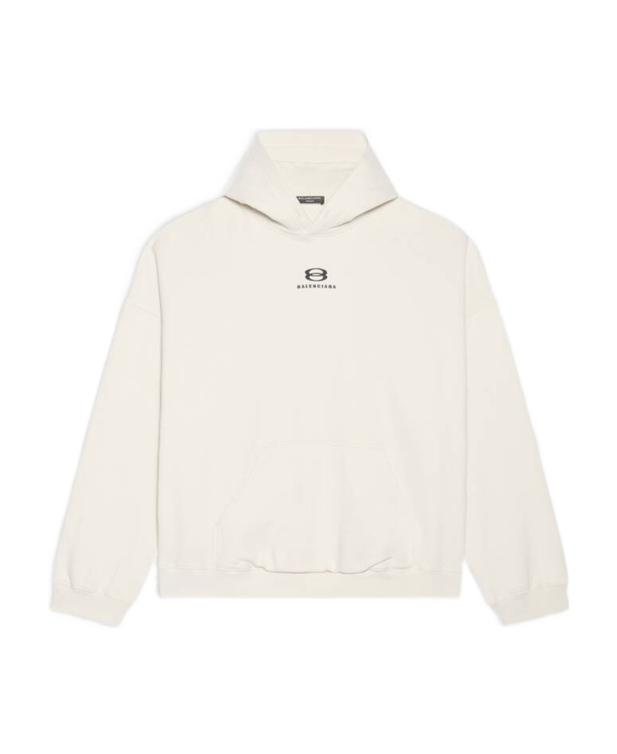Balenciaga Wide Logo-print Hoodie In White