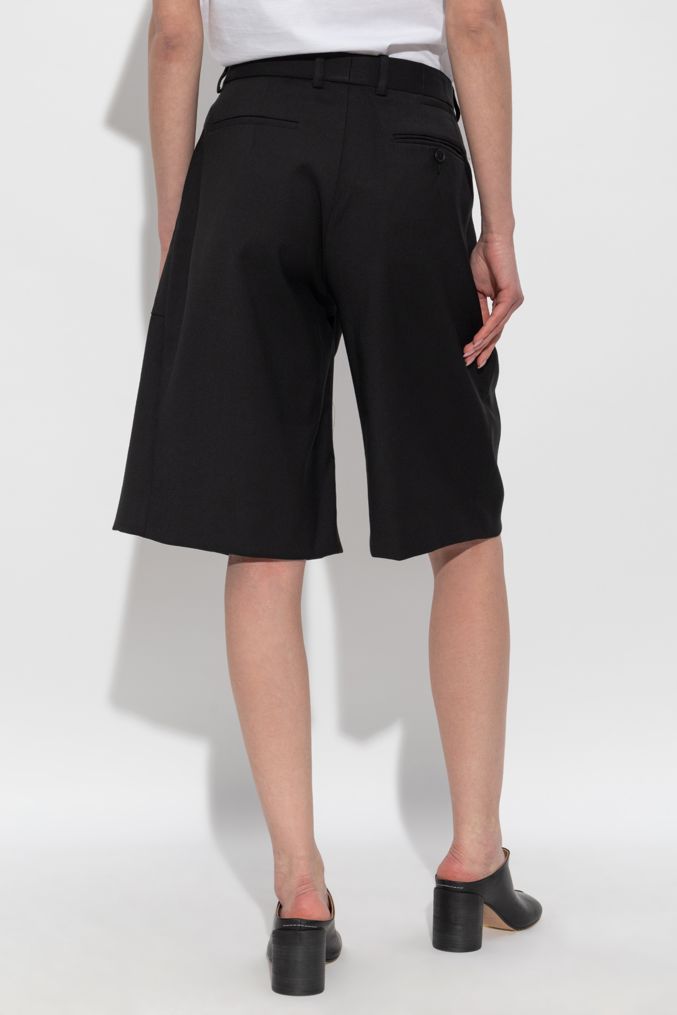 R13 Black Crossover Knee-length Shorts In Black