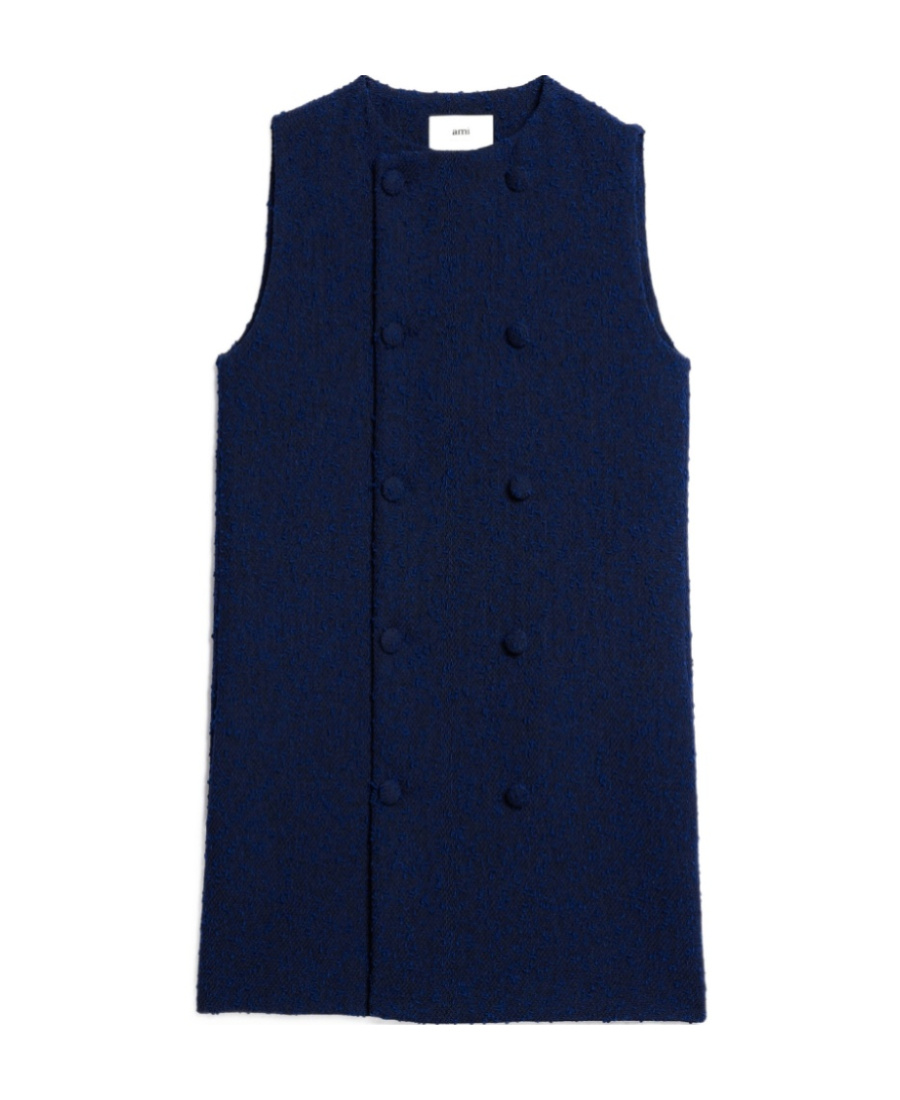 Ami Alexandre Mattiussi Textured Mini Dress In Blue