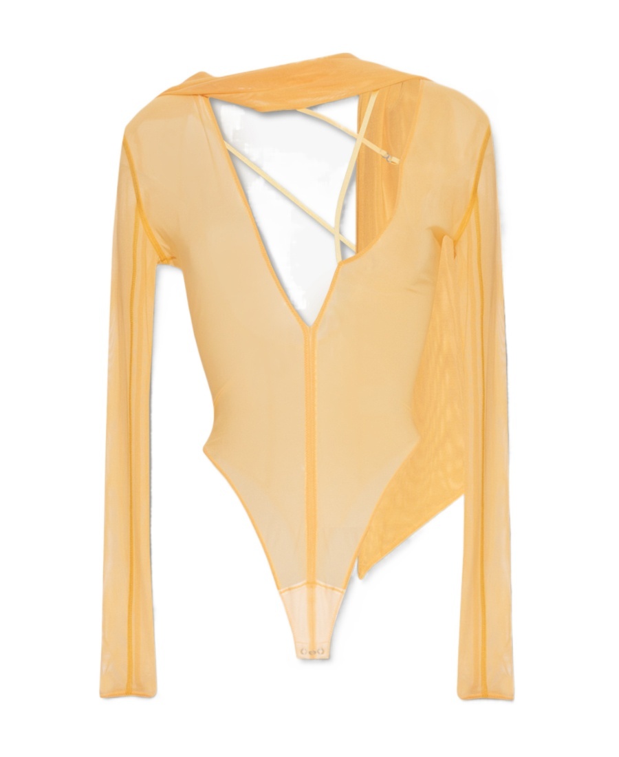 Shop Jacquemus Le Abanaba Semi-sheer Bodysuit In Nude