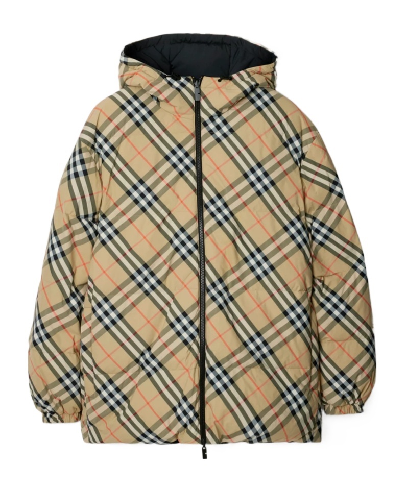 Burberry Quilted Jacket With Distinctive Plaid Pattern In Sand-colored