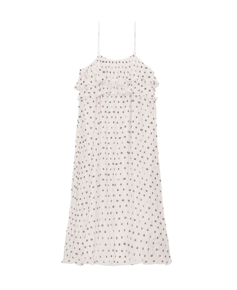 Ganni Gestuftes Midikleid Aus Bedrucktem Georgette In White