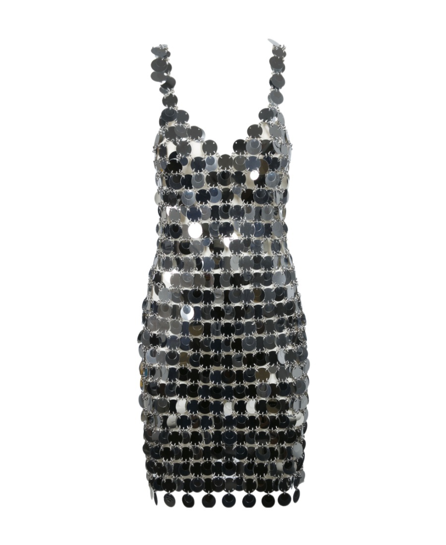 Rabanne Sequins Maxi Dress Sheer Overlay In Black