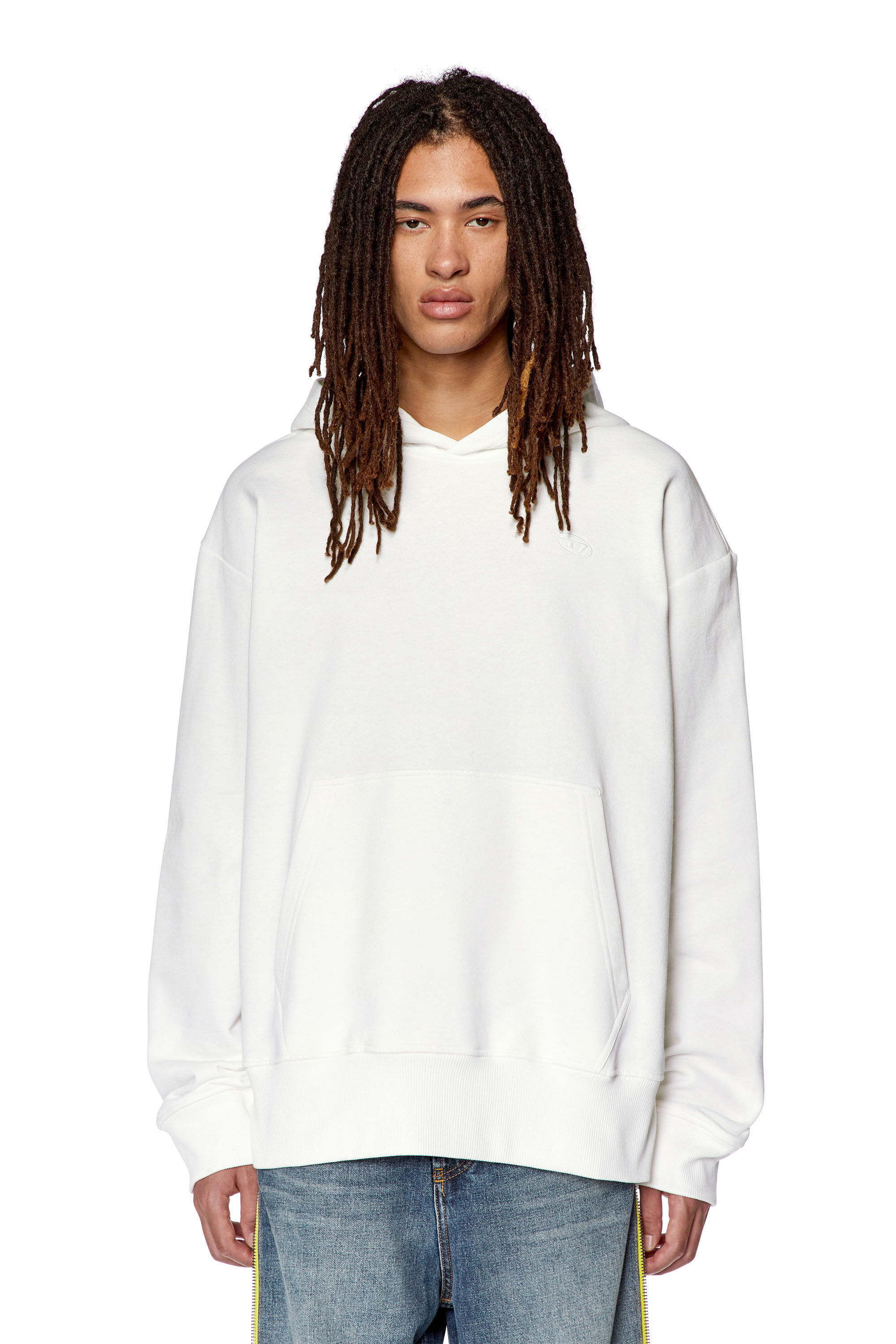 Diesel Macs Logo-embroidered Cotton Hoodie In Gray