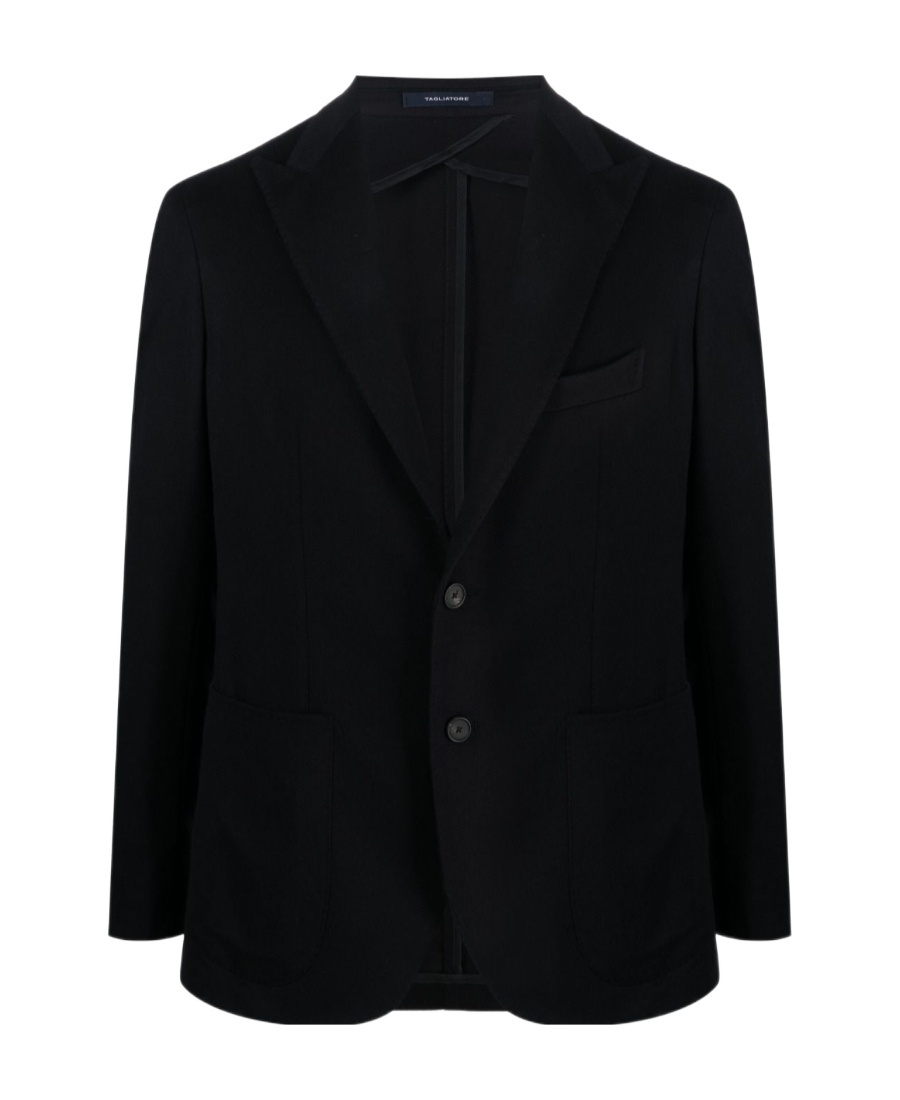 Shop Tagliatore Single-breasted Virgin Wool-blend Blazer In Black