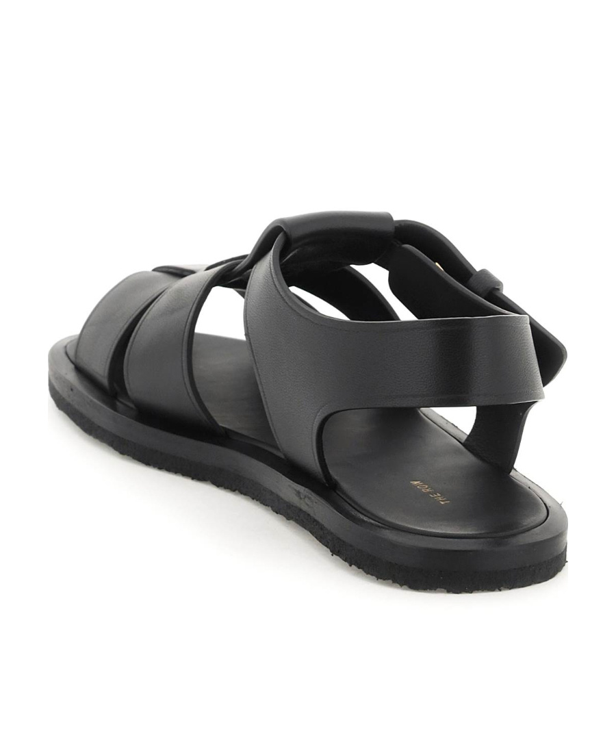 The Row Fisherman Woven Textured-leather Sandals In Black