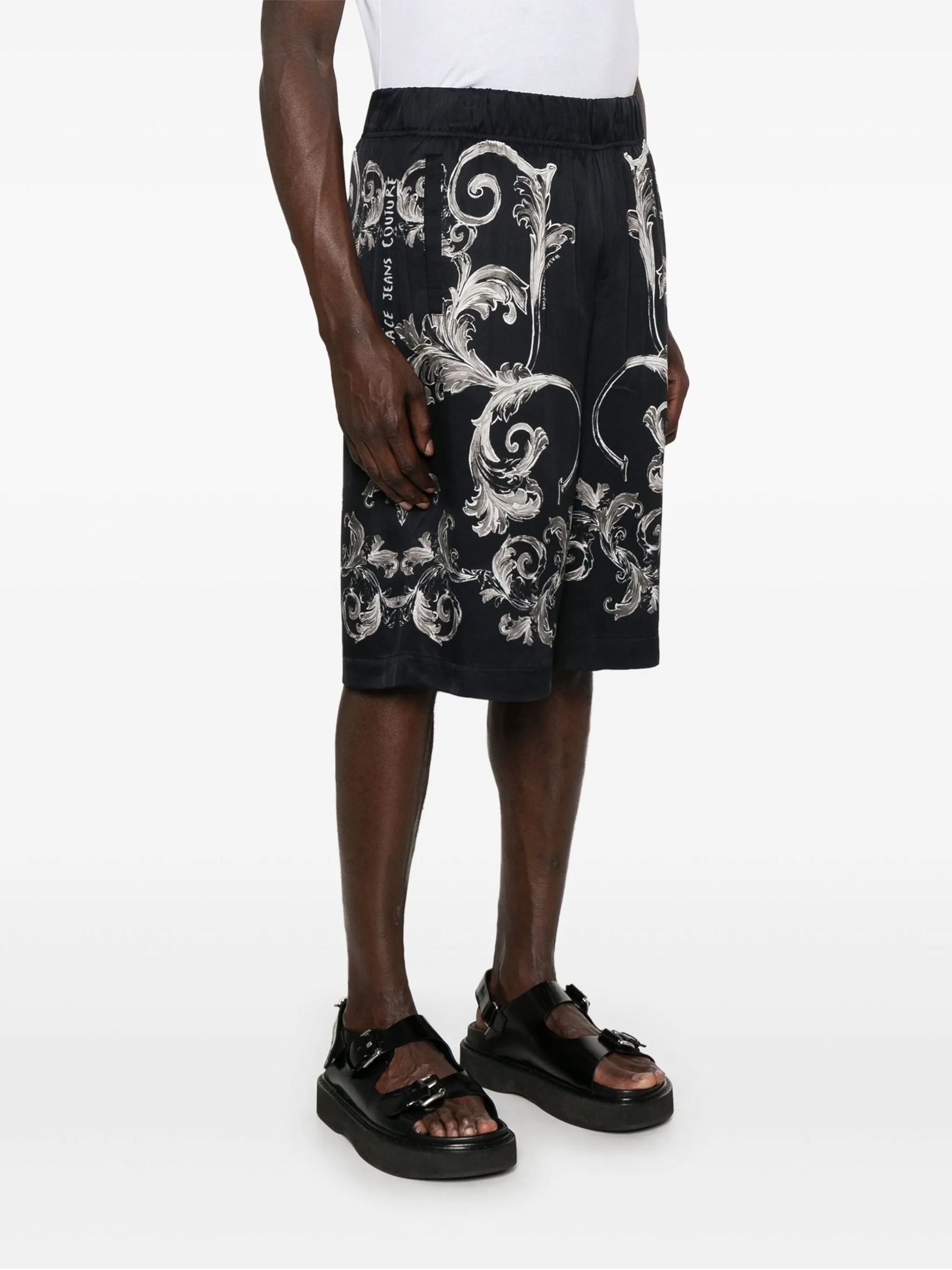 Versace Jeans Elastic Waist Shorts In Black