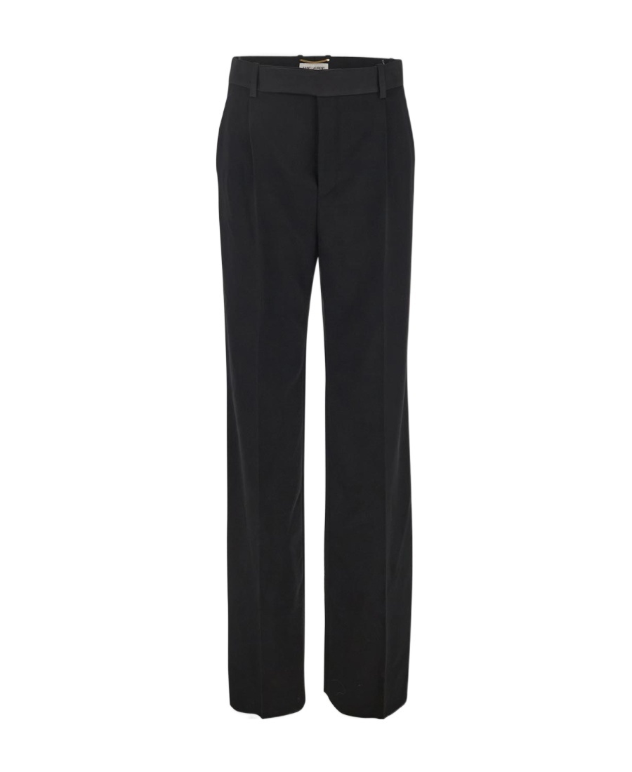 Saint Laurent Wide-leg Wool Trousers In Black