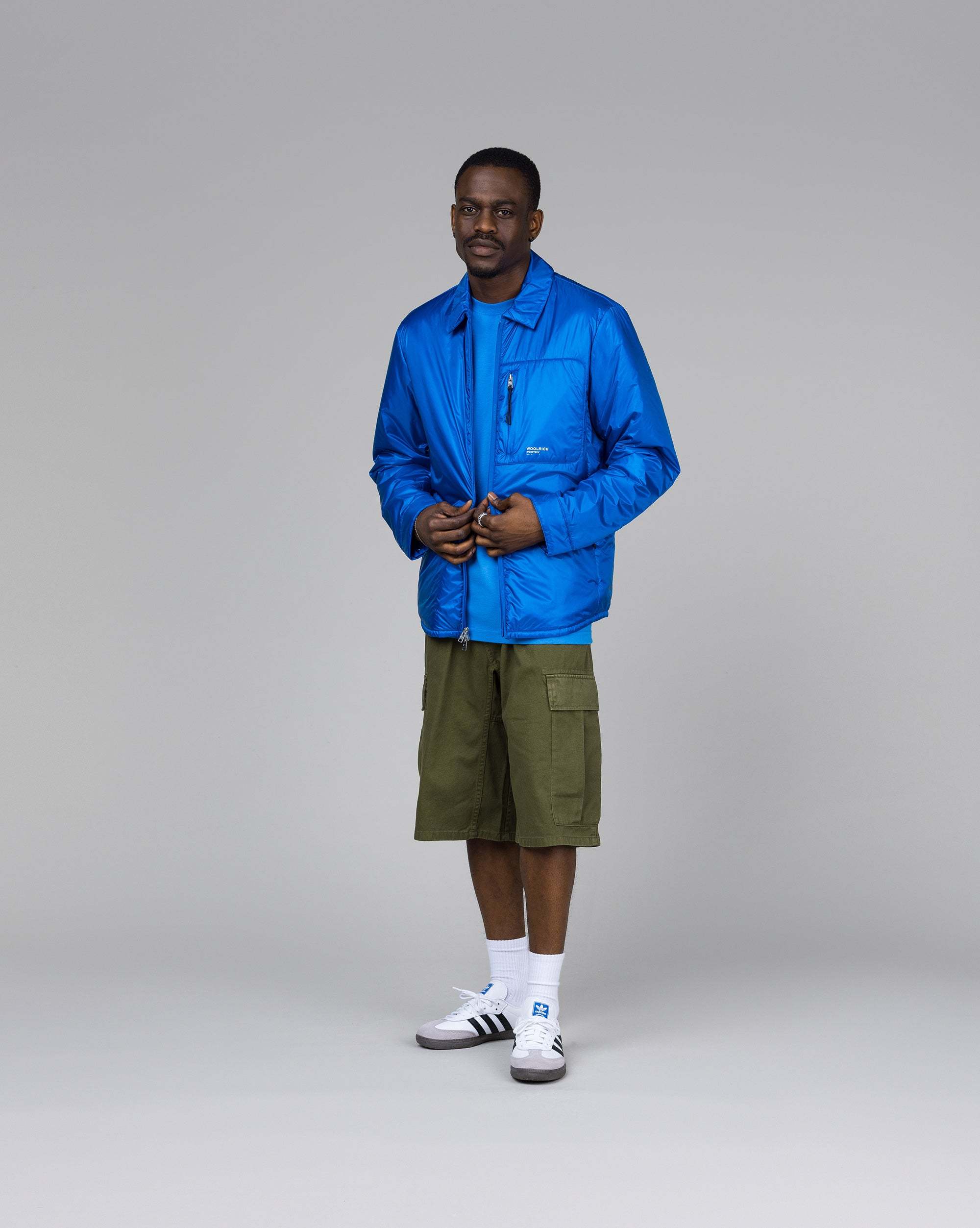 Woolrich Pertex Padded Shirt Jacket In Blue