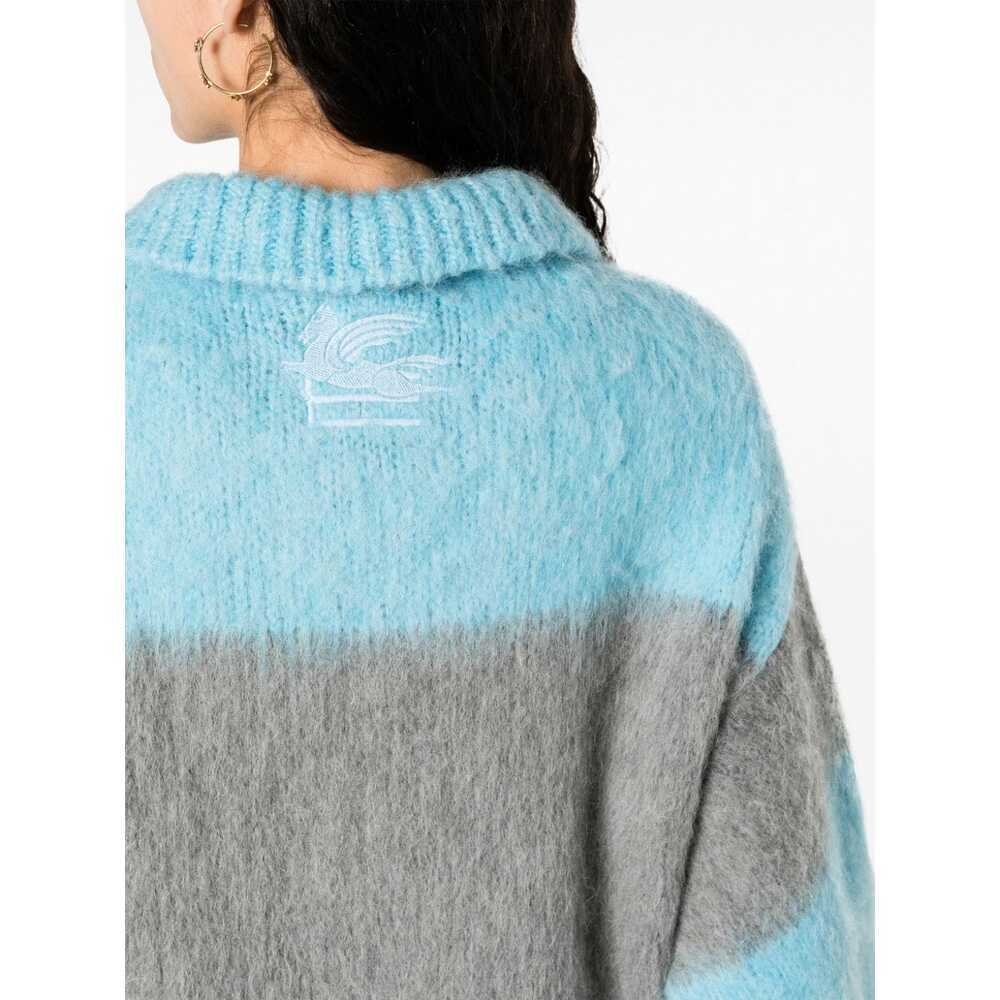 Etro Women's Striped Wool Blend Polo Shirt In Gray