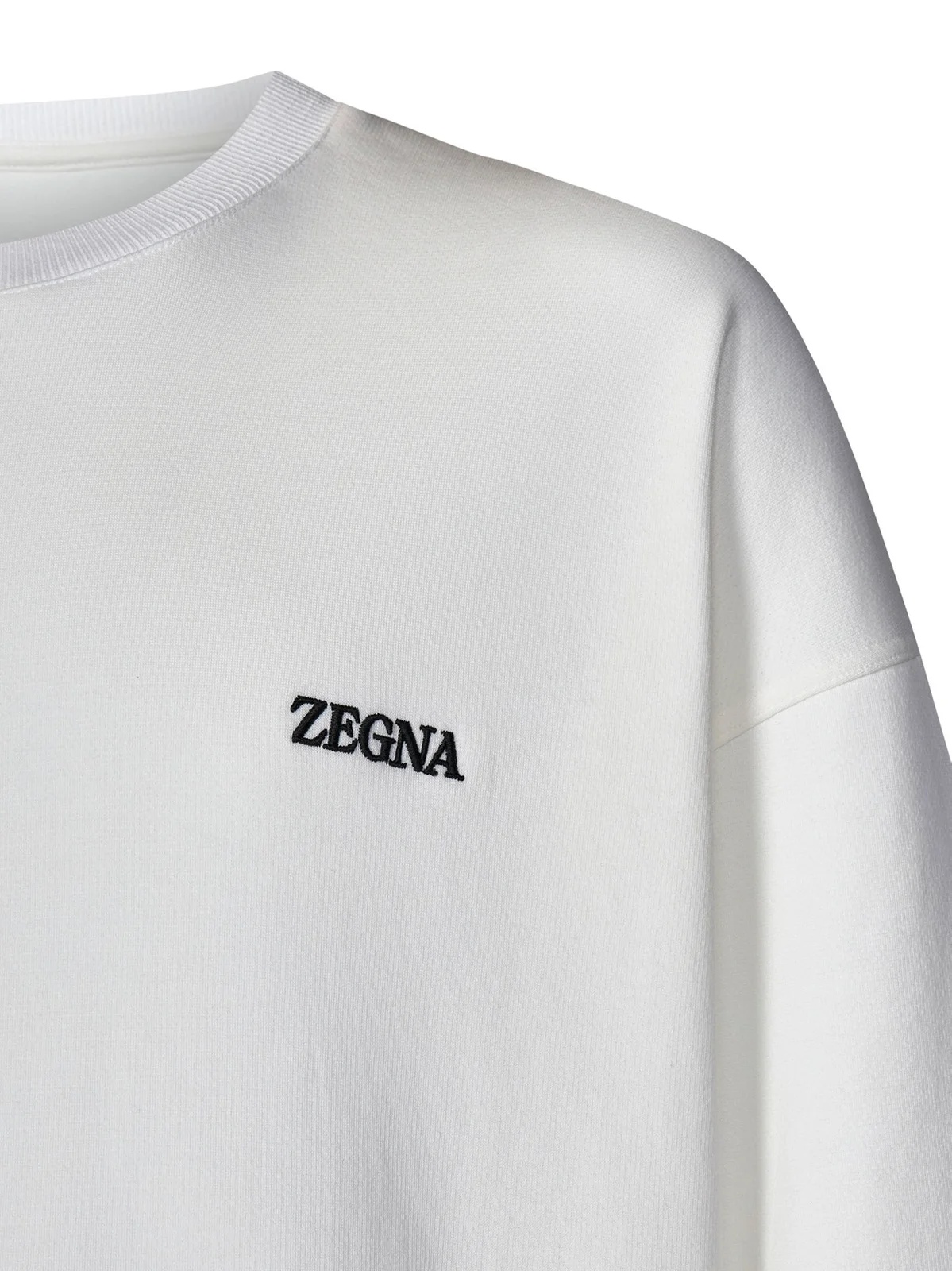 ZEGNA Z ZEGNA LOGO EMBROIDERED DRAWSTRING HEM CREWNECK SWEATSHIRT