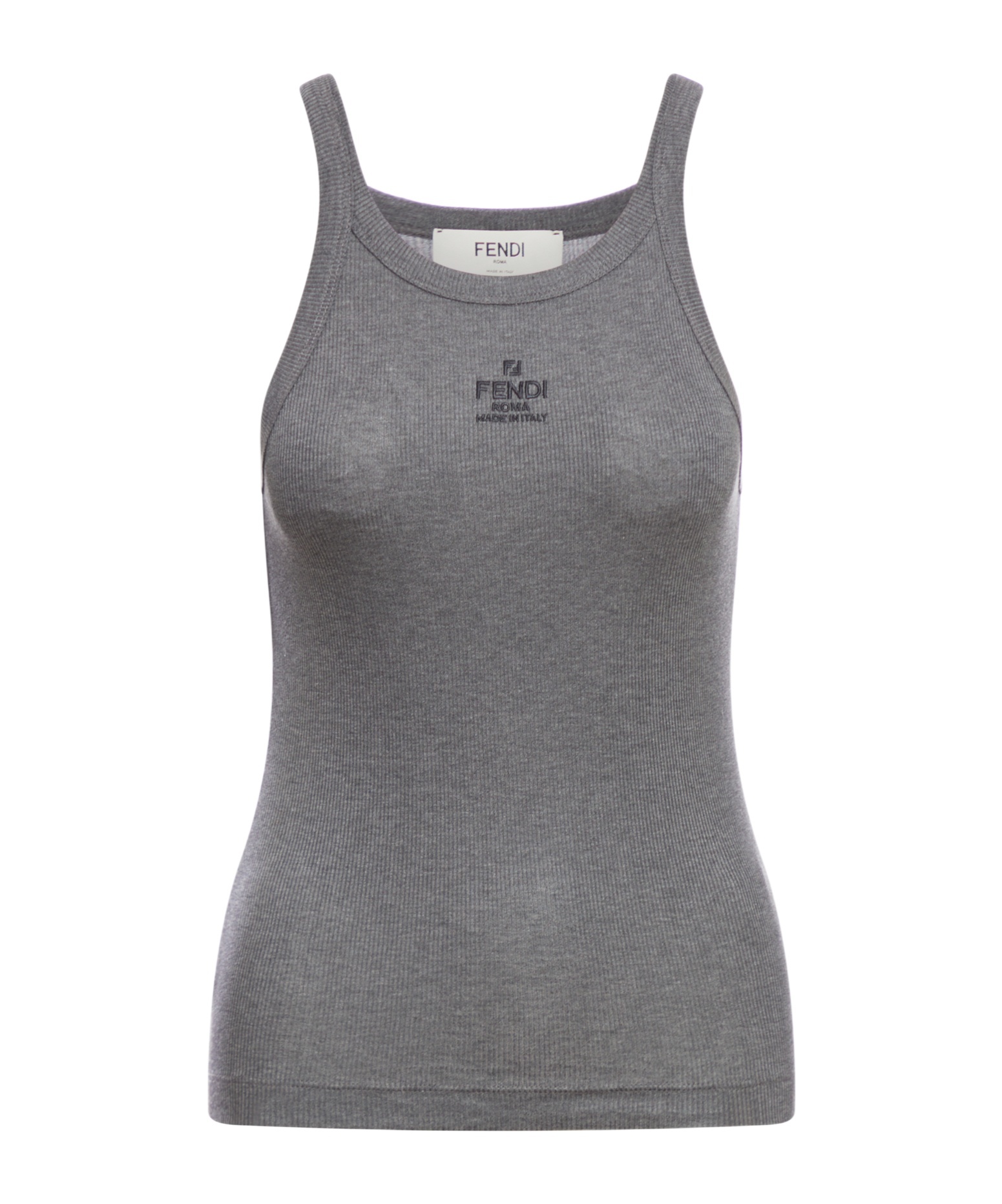 Fendi Logo-embroidered Top In Gray
