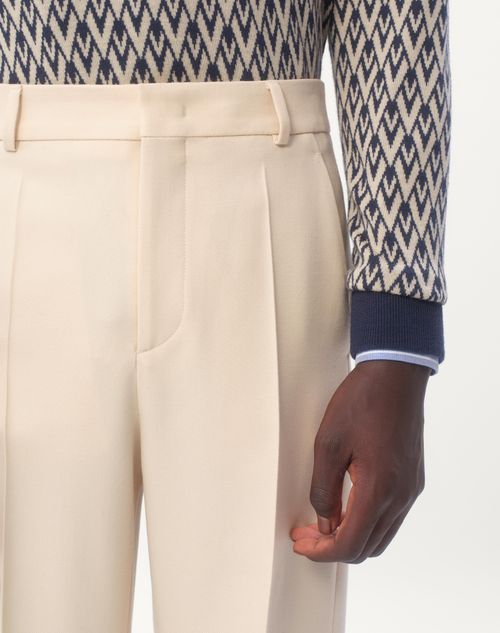 Valentino Wool Gabardine Trousers With Turn-ups In Nude
