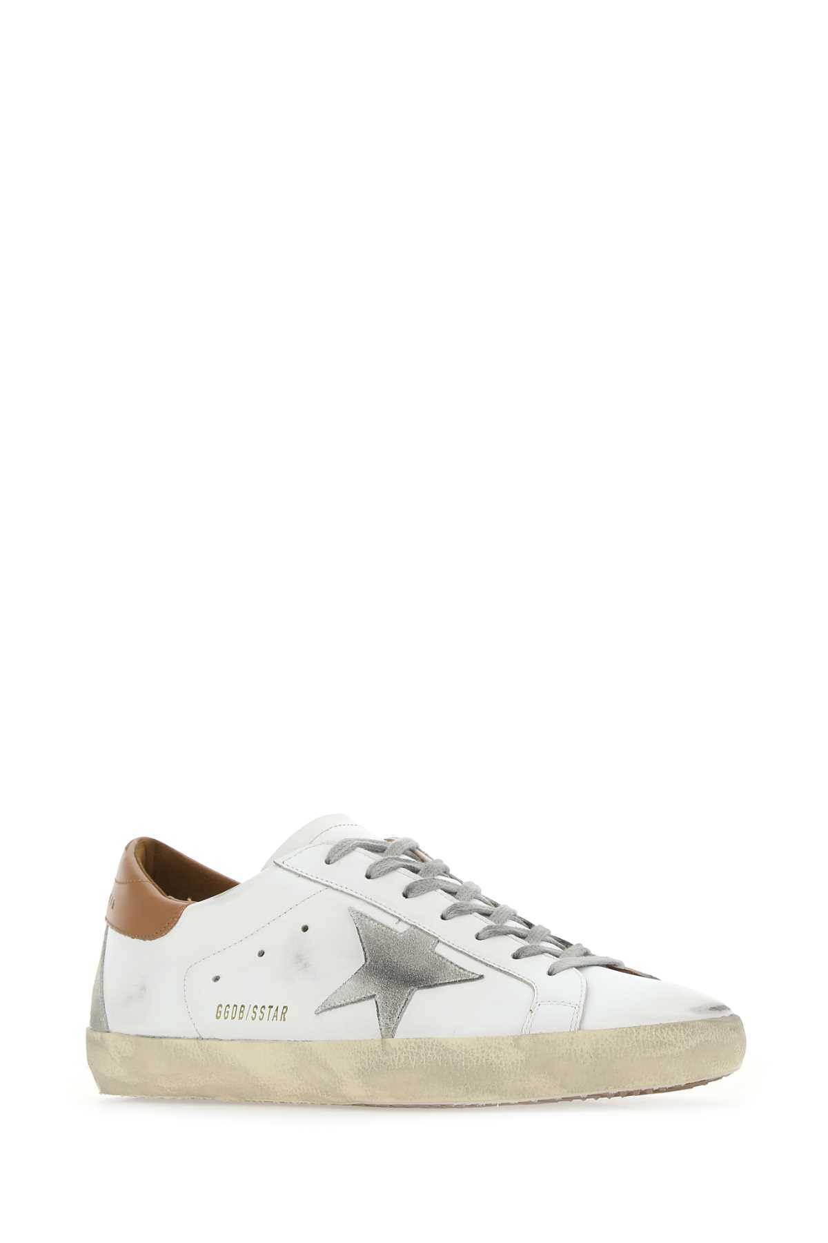 Shop Golden Goose Mens Super-star Sneakers With Suede Star And Brown Heel Tab In White