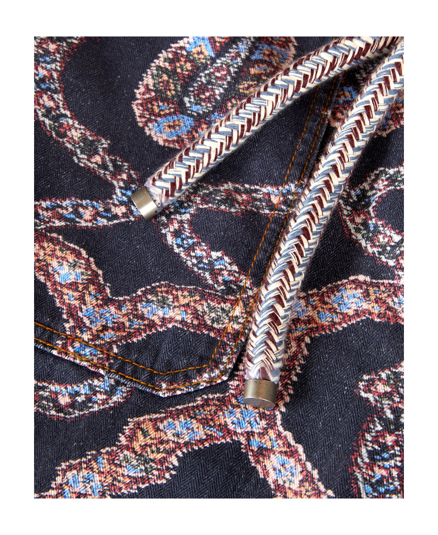 Etro Abstract-pattern Tapered-leg Trousers In Black