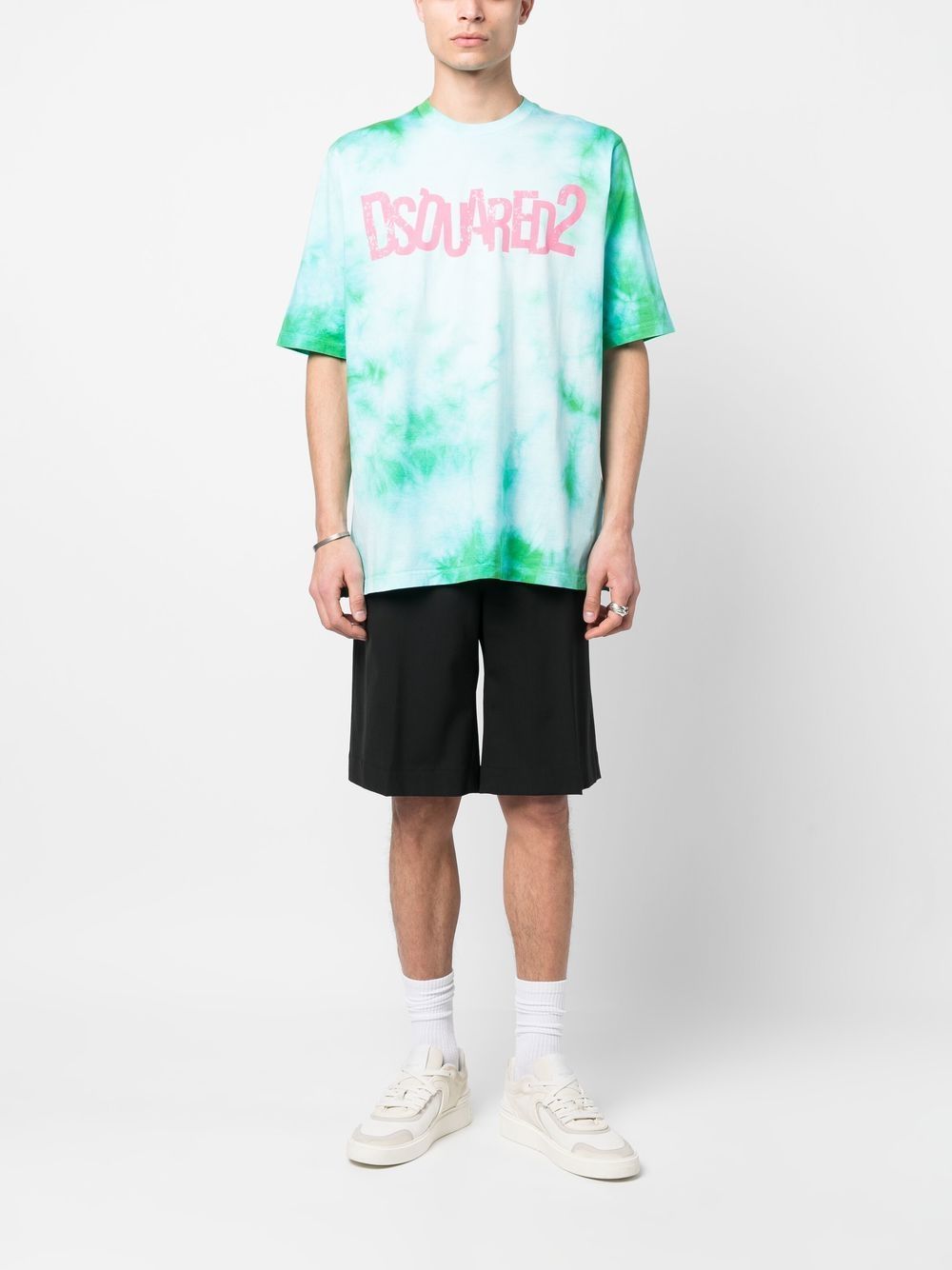 Dsquared2 Logo-print Tie-dye T-shirt In Blue