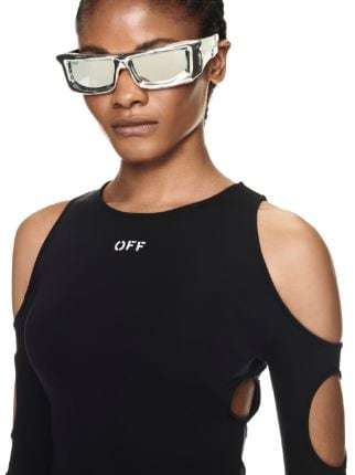 Off-white Black Sleek Holes Long Sleeve T-shirt In Black