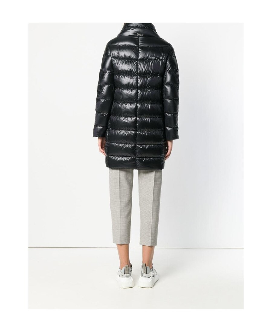 Herno Midi Quilted Down Jacket With High Neck In Black