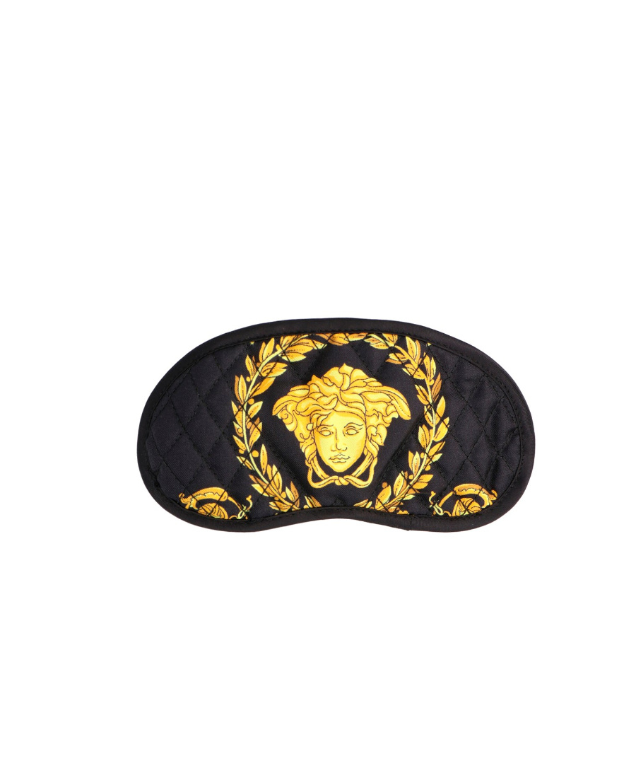 Versace Crete De Fleur Silk Sleep Mask In Black