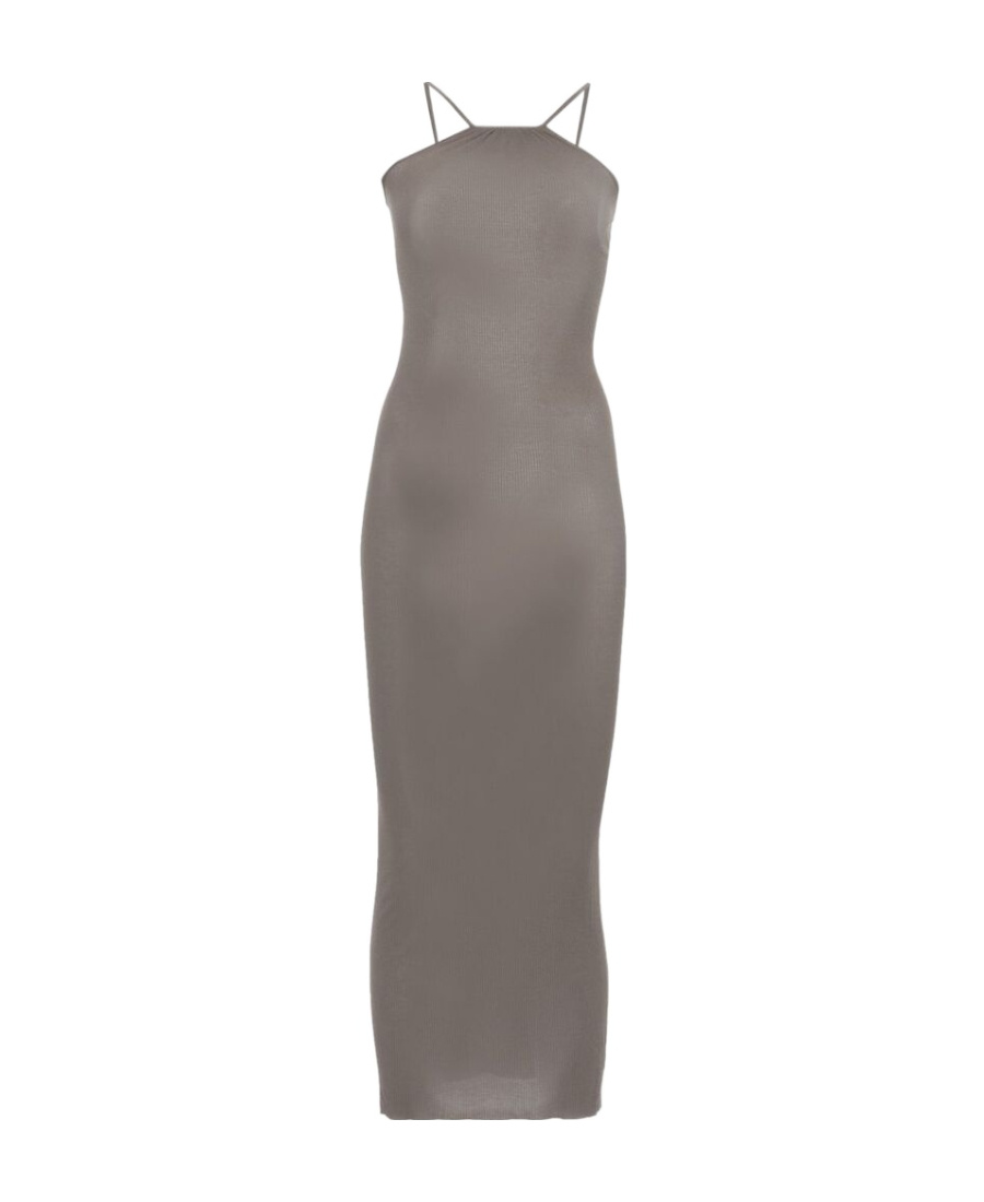 Rick Owens Skorpio Fine-ribbed Tank Dress In Gray