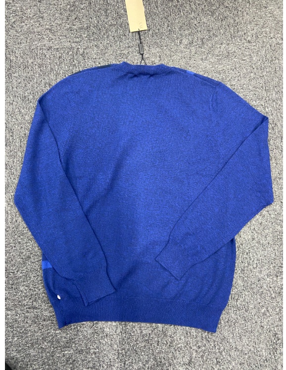 Burberry Checkered Detail Knitted Pullover In Blue