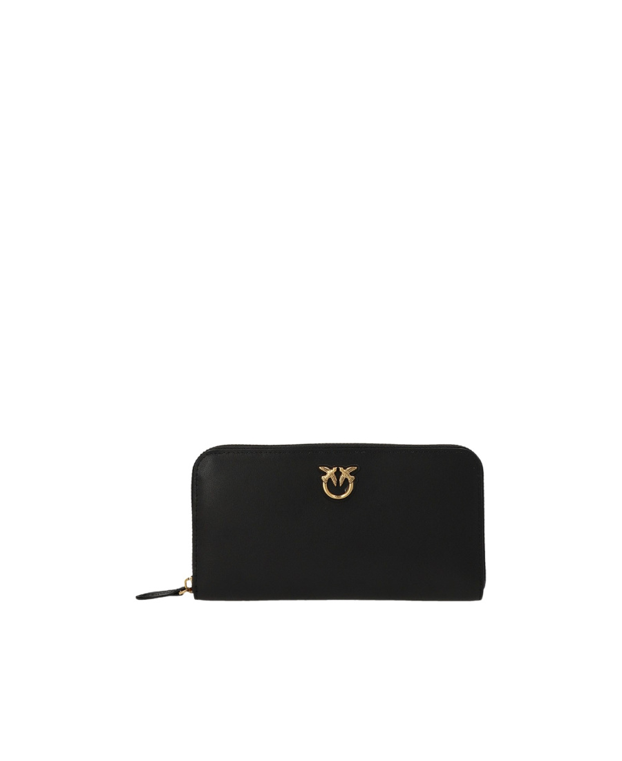 Pinko Love Birds Logo-plaque Zipped Wallet In Black