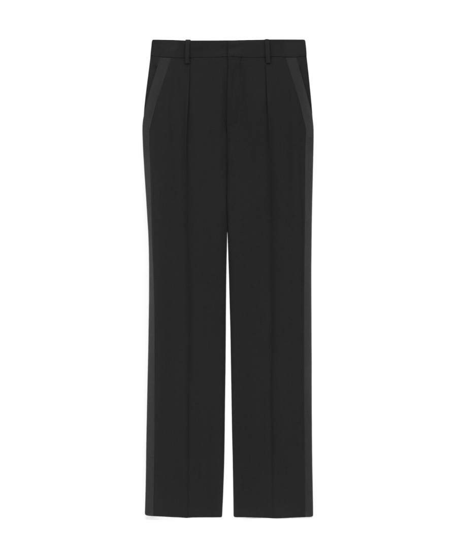 Saint Laurent High-waisted Straight-leg Trousers In Black