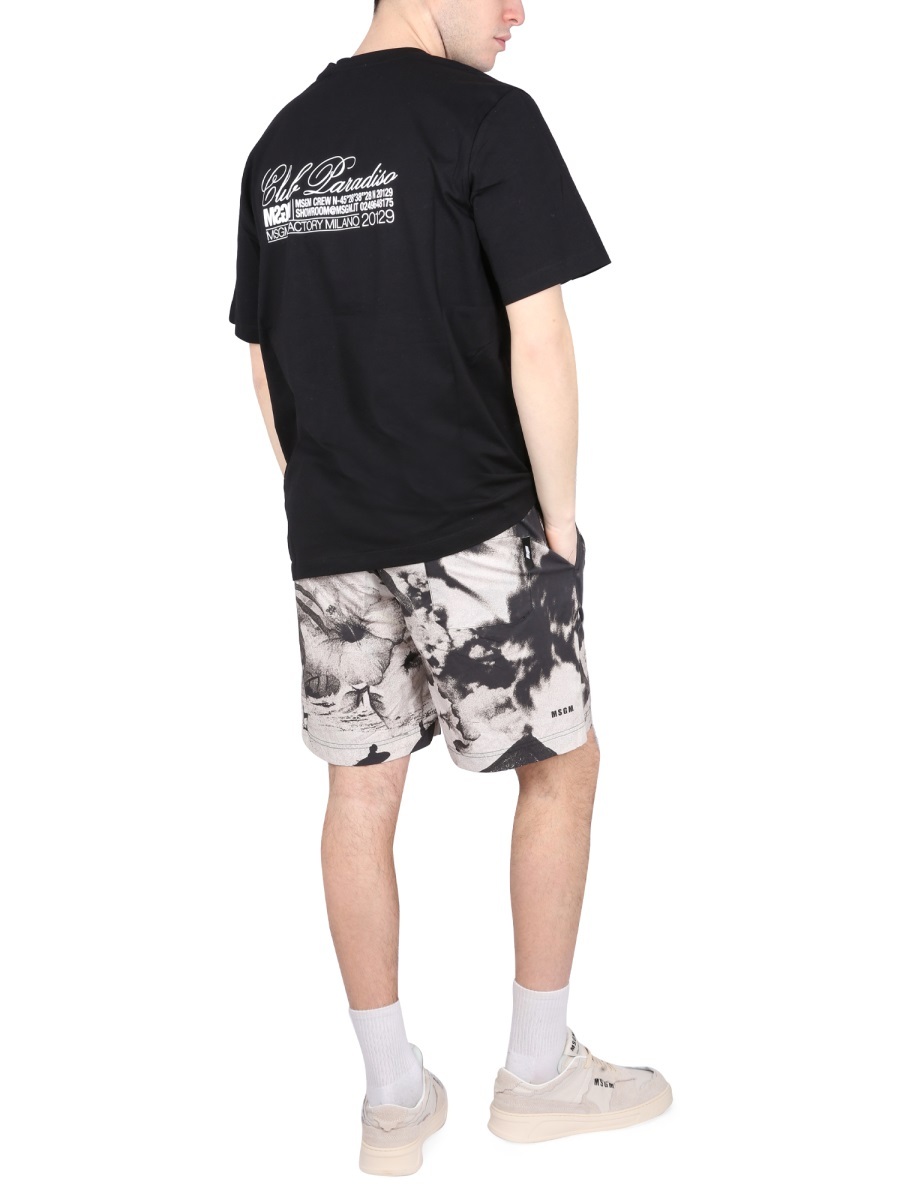 Msgm Logo Printed Crewneck T-shirt In Black