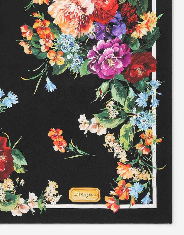 Dolce & Gabbana 50x50 Silk Twill Foulard In Black
