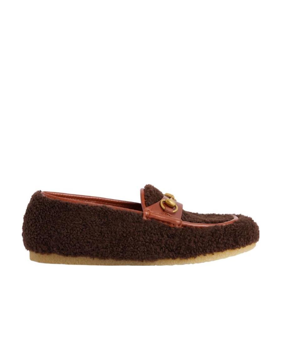 Gucci Horsebit Wool Loafers In Brown