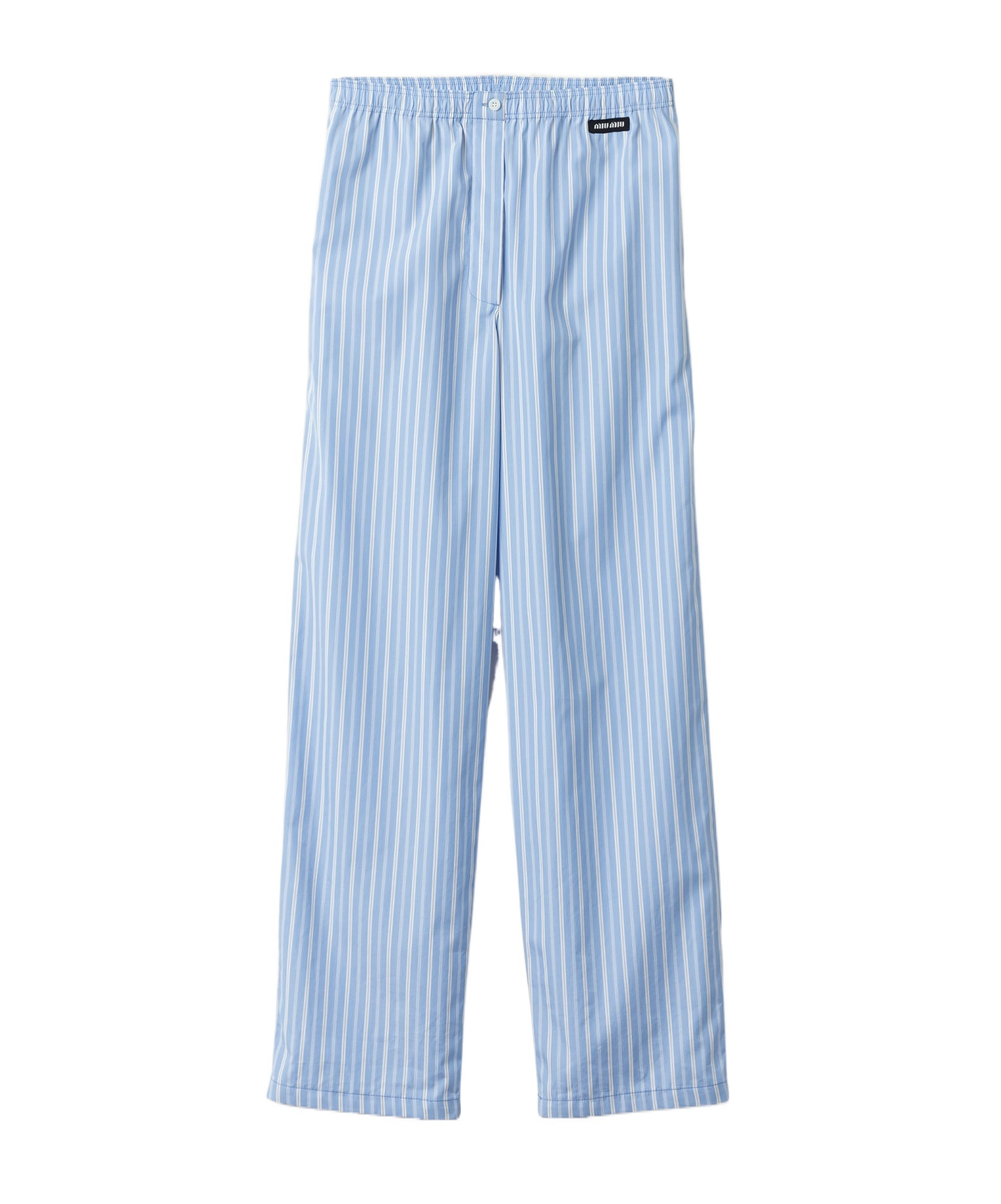 Miu Miu Striped Cotton Trousers In Blue